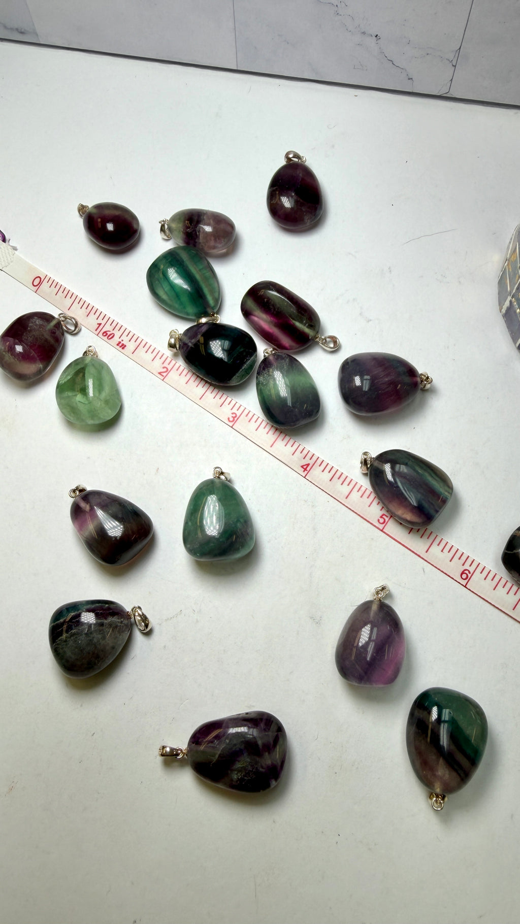 Rainbow Fluorite Tumble Pendant