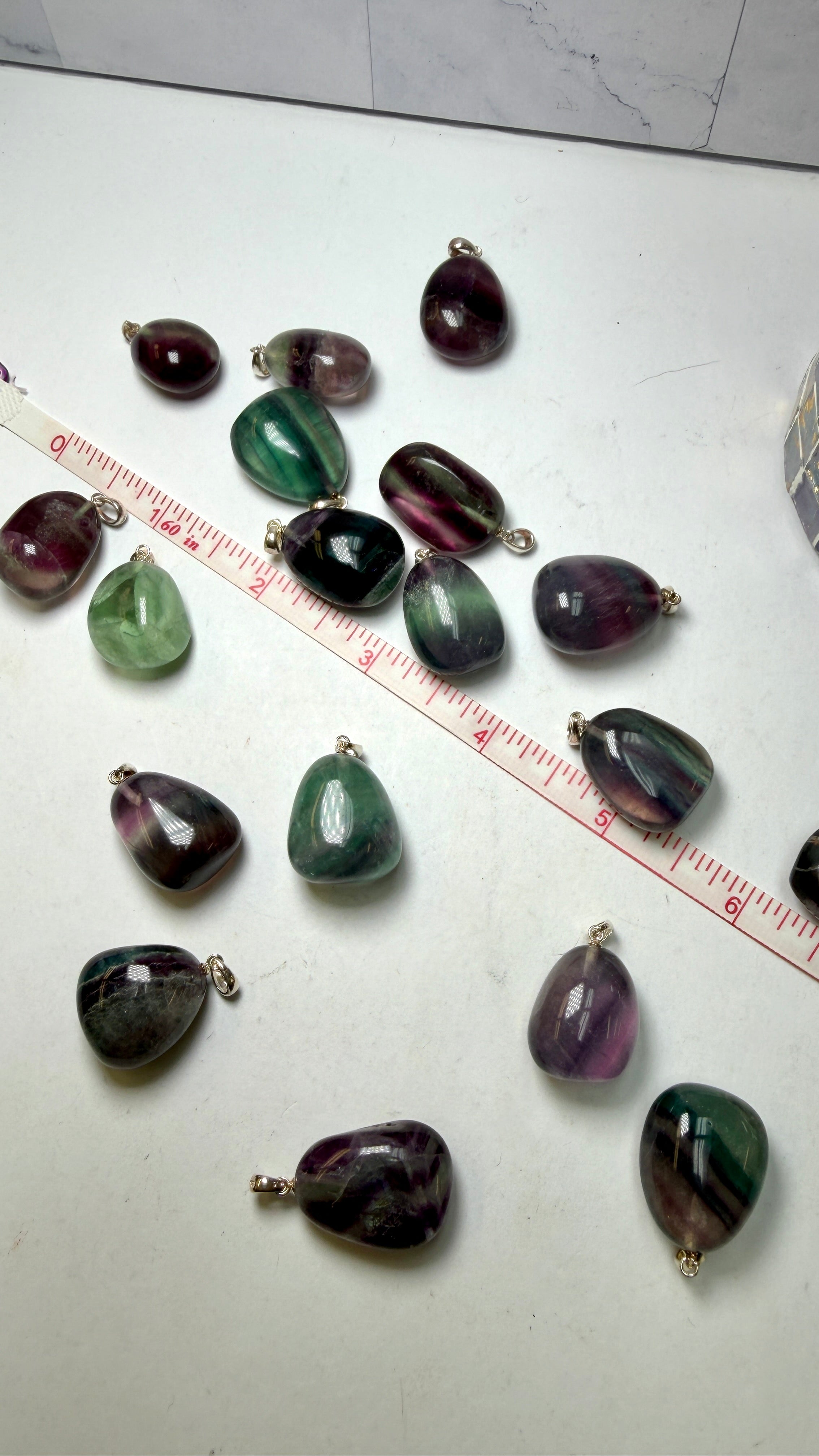 Rainbow Fluorite Tumble Pendant