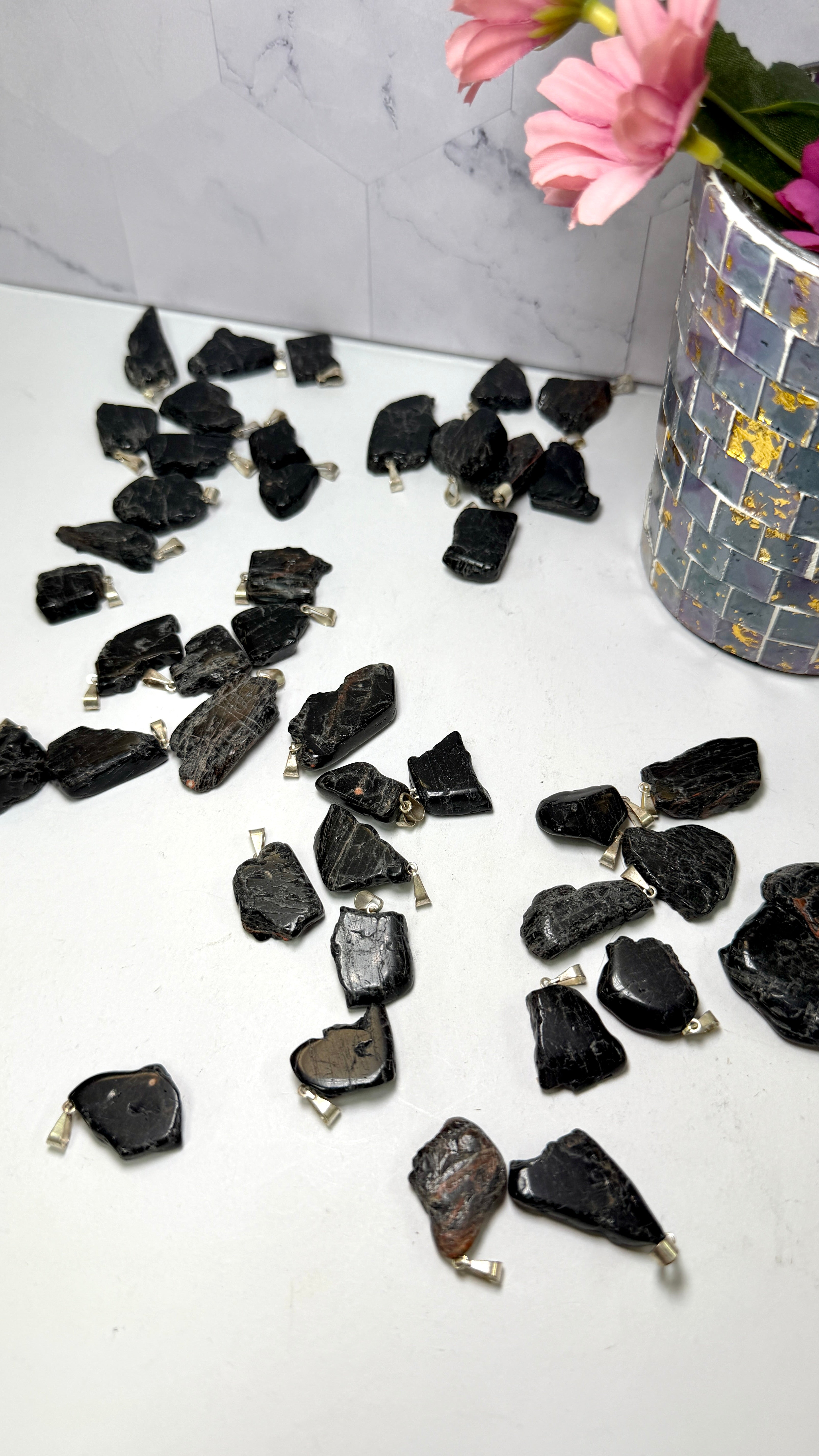 Black Tourmaline Slab Pendant