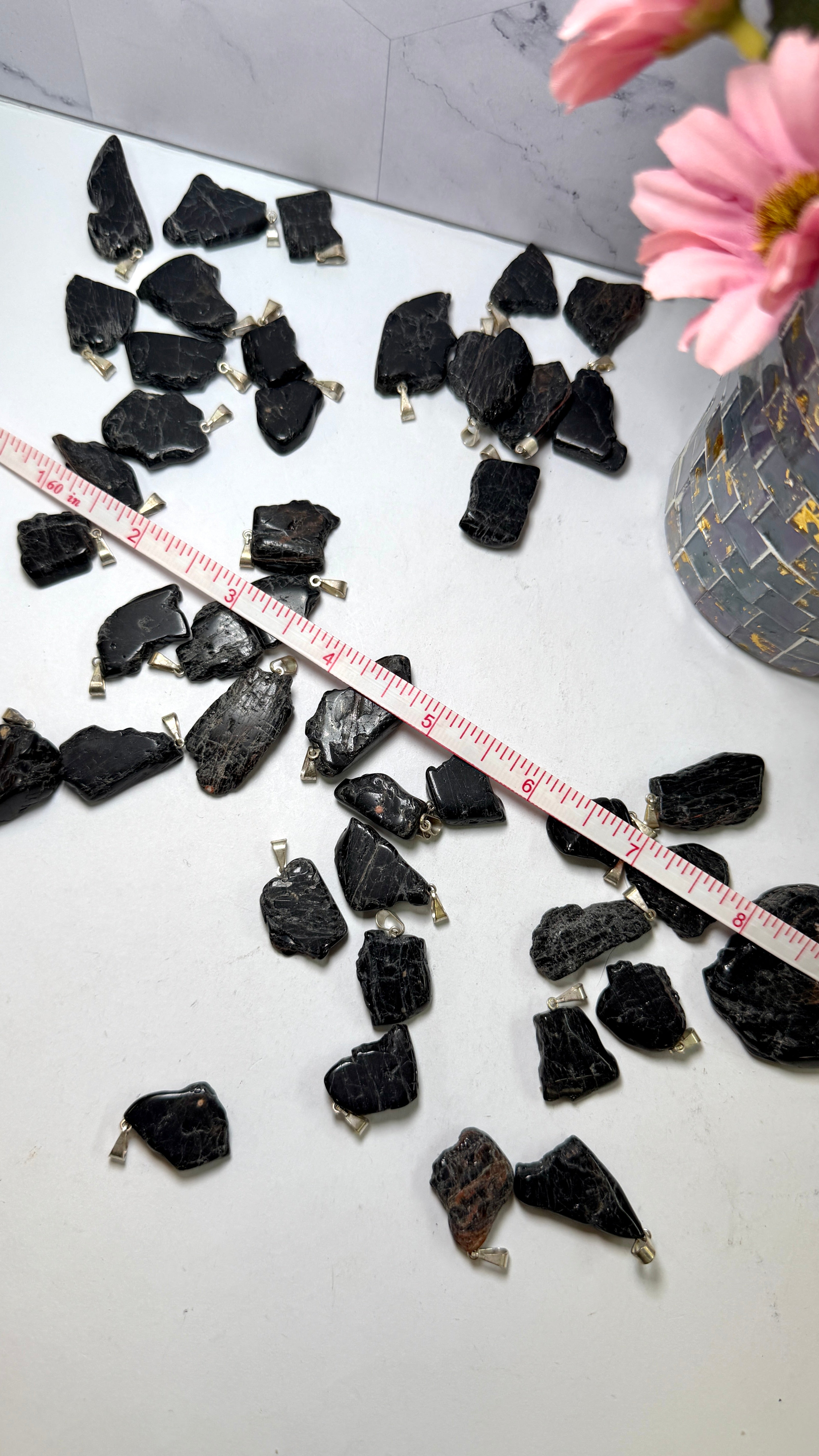 Black Tourmaline Slab Pendant