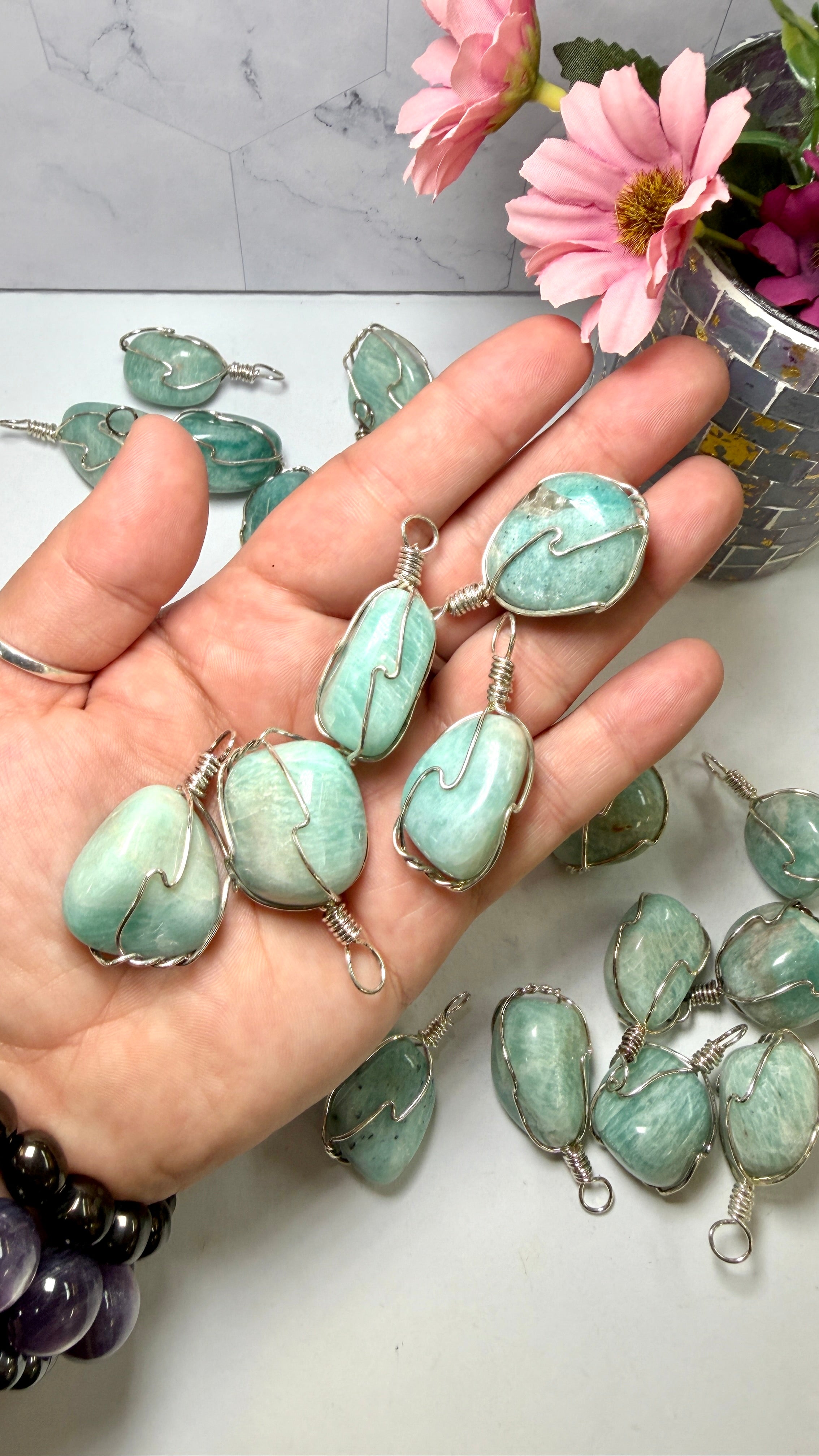Amazonite Wire Wrapped Pendant