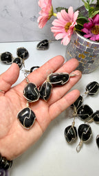 Black Onyx Wire Wrapped Tumble Pendant
