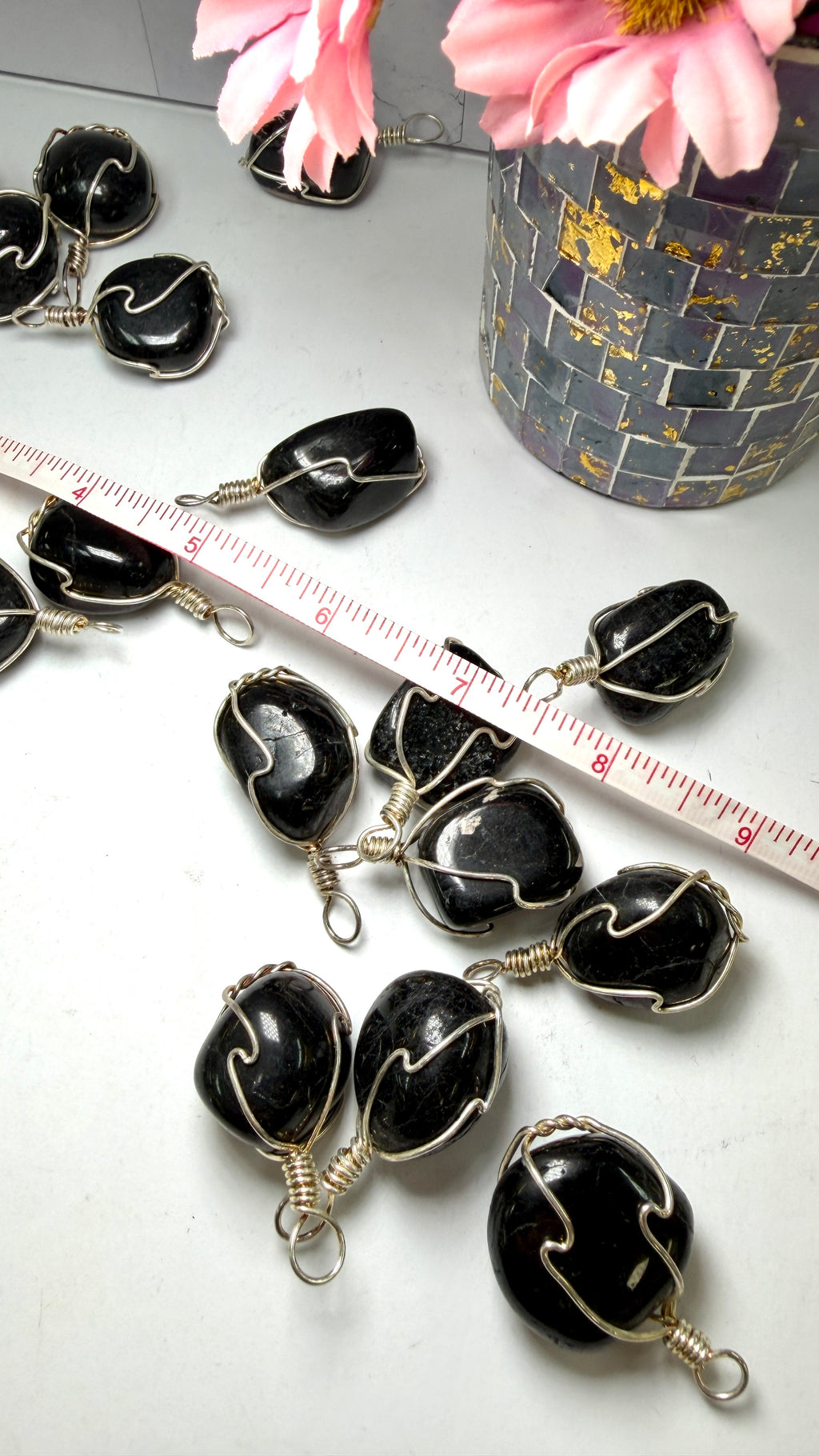 Black Onyx Wire Wrapped Tumble Pendant