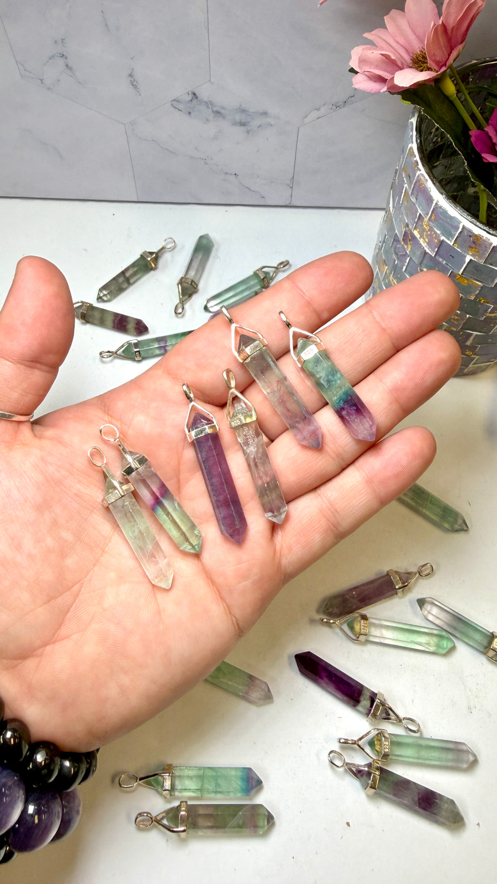 Rainbow Fluorite Double Terminated Pendant