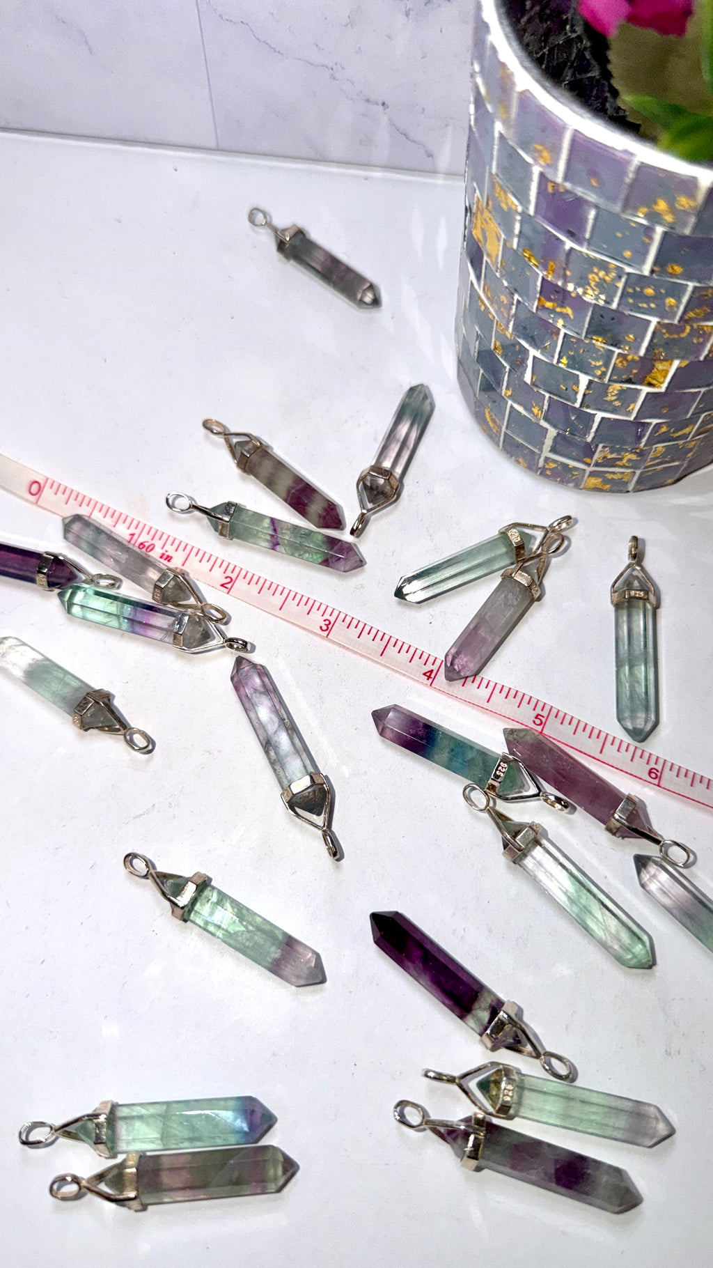 Rainbow Fluorite Double Terminated Pendant