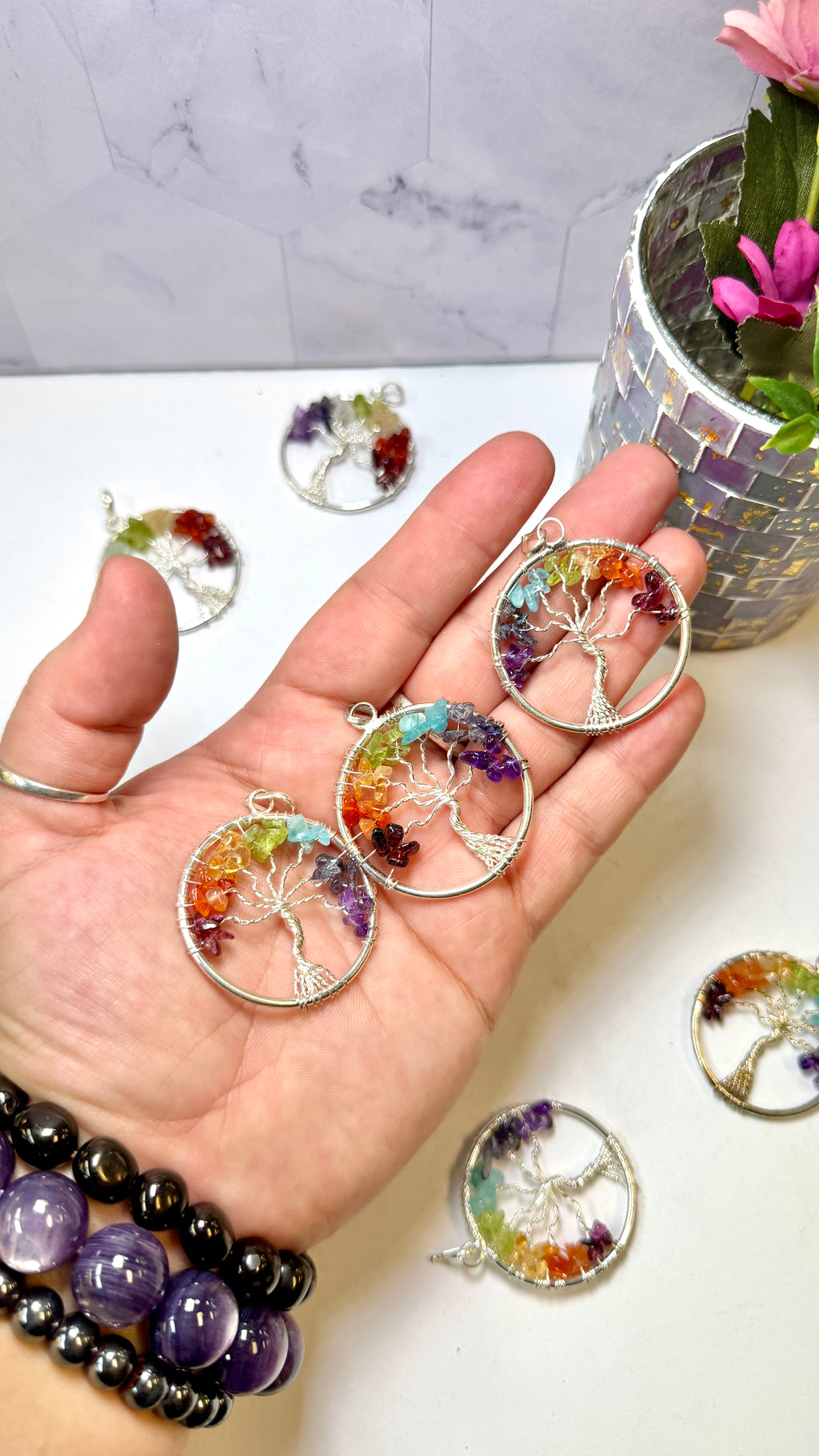 Tree of Life Chakra Silver Plated Pendant