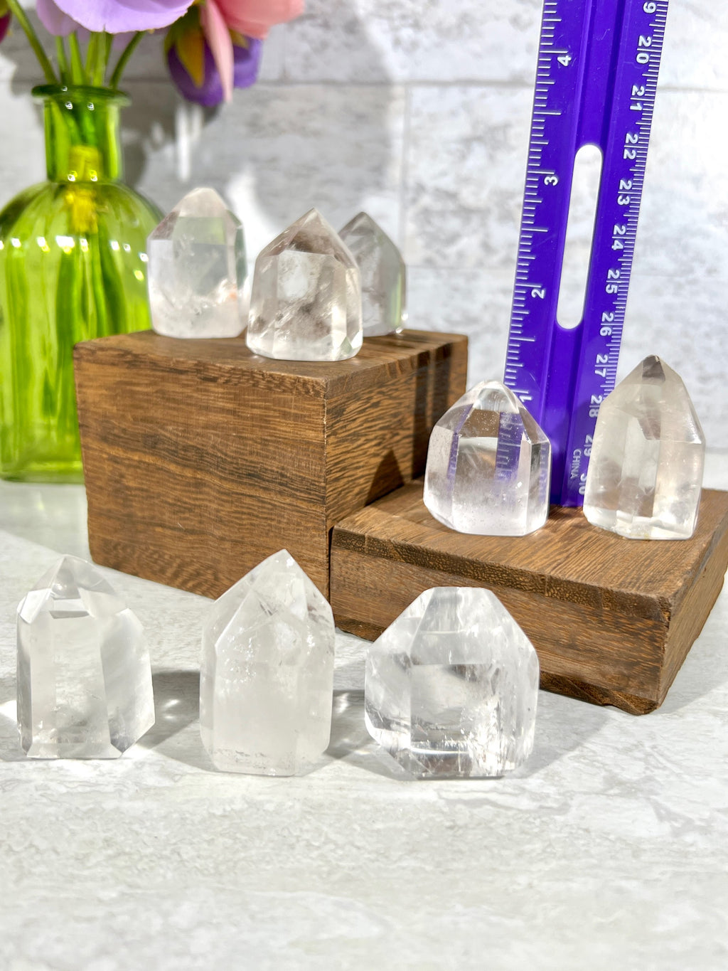 Clear Quartz Mini Towers | Quartz Polished Cut Base Points