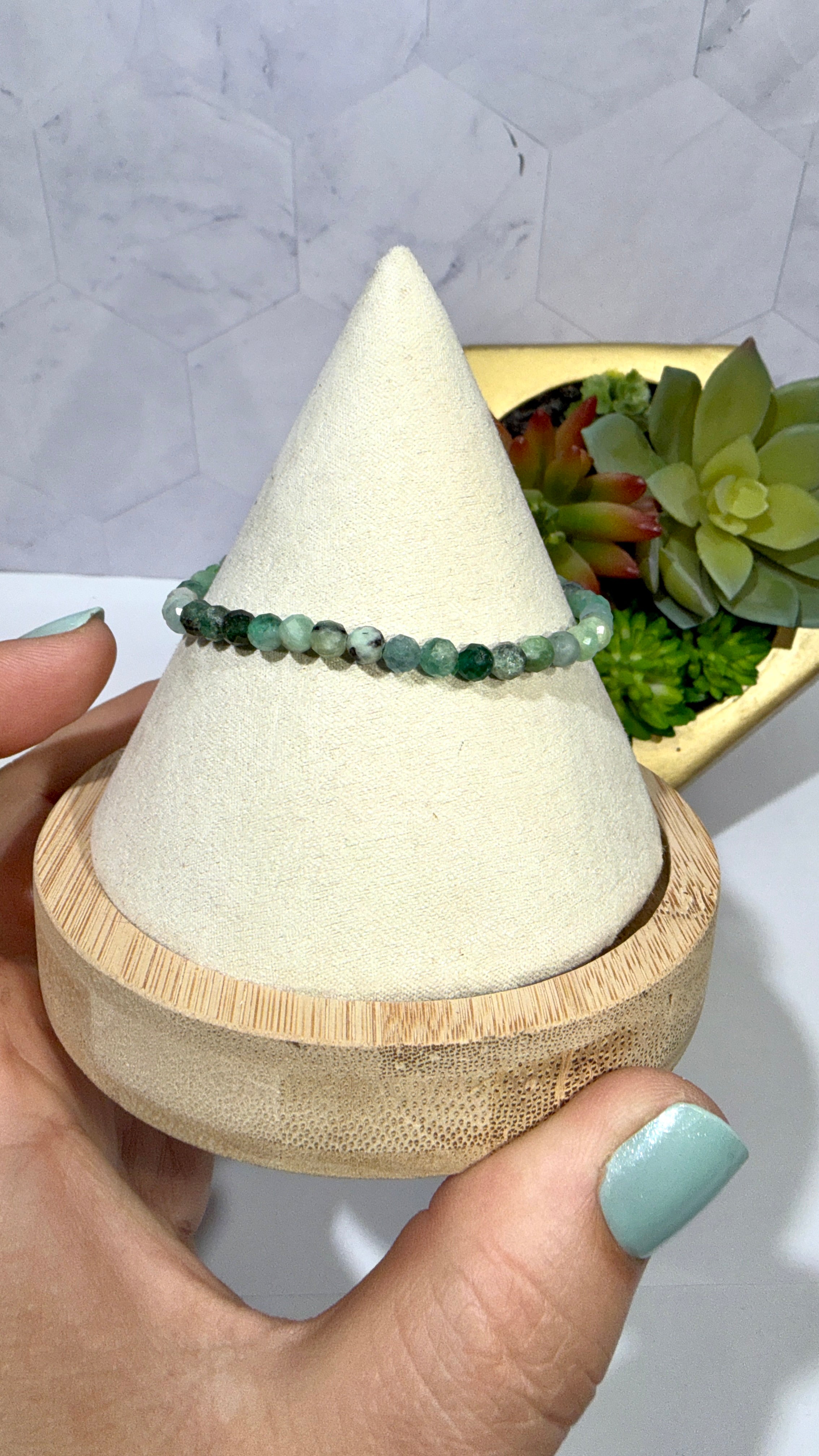 4mm Faceted Emerald Bracelet