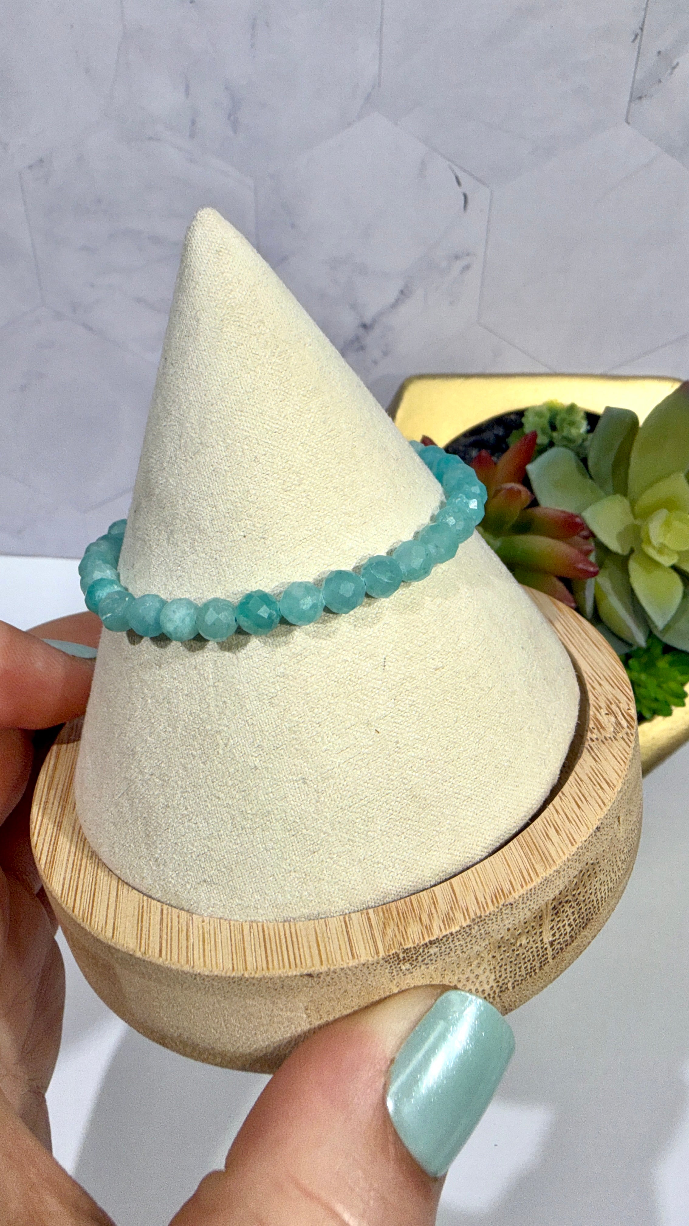 5mm Faceted Amazonite  Bracelet