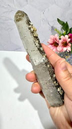 Inner Mongolian Quartz Wand with Rosette Calcite
