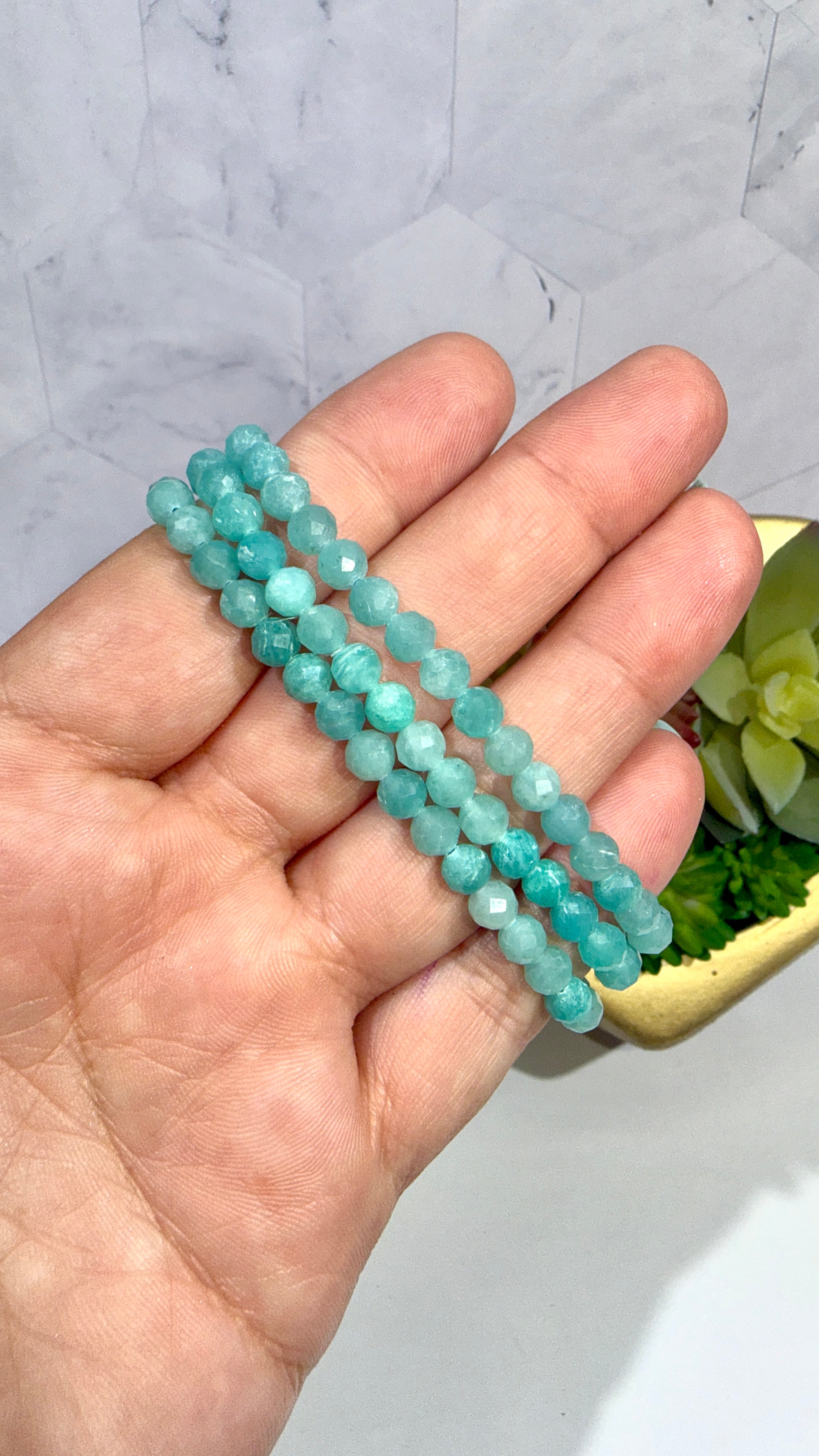 5mm Faceted Amazonite  Bracelet