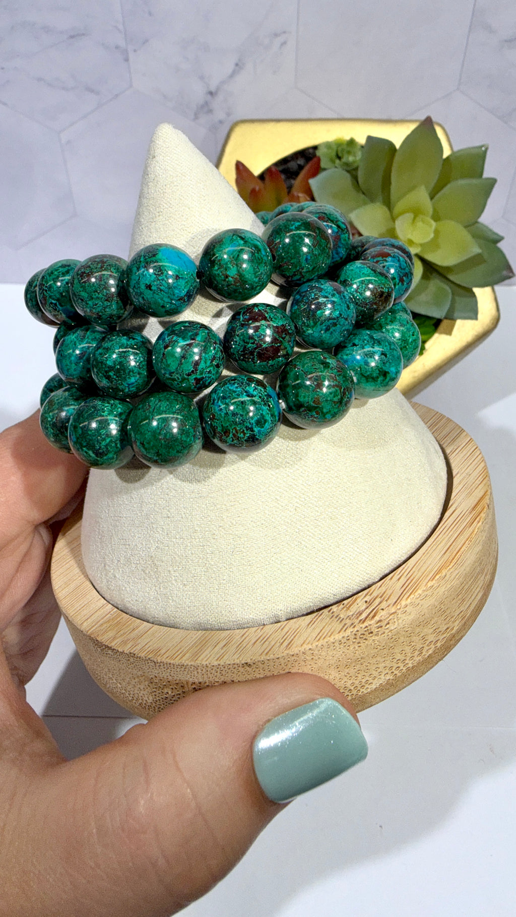 11-12mm Chrysocolla Bracelet