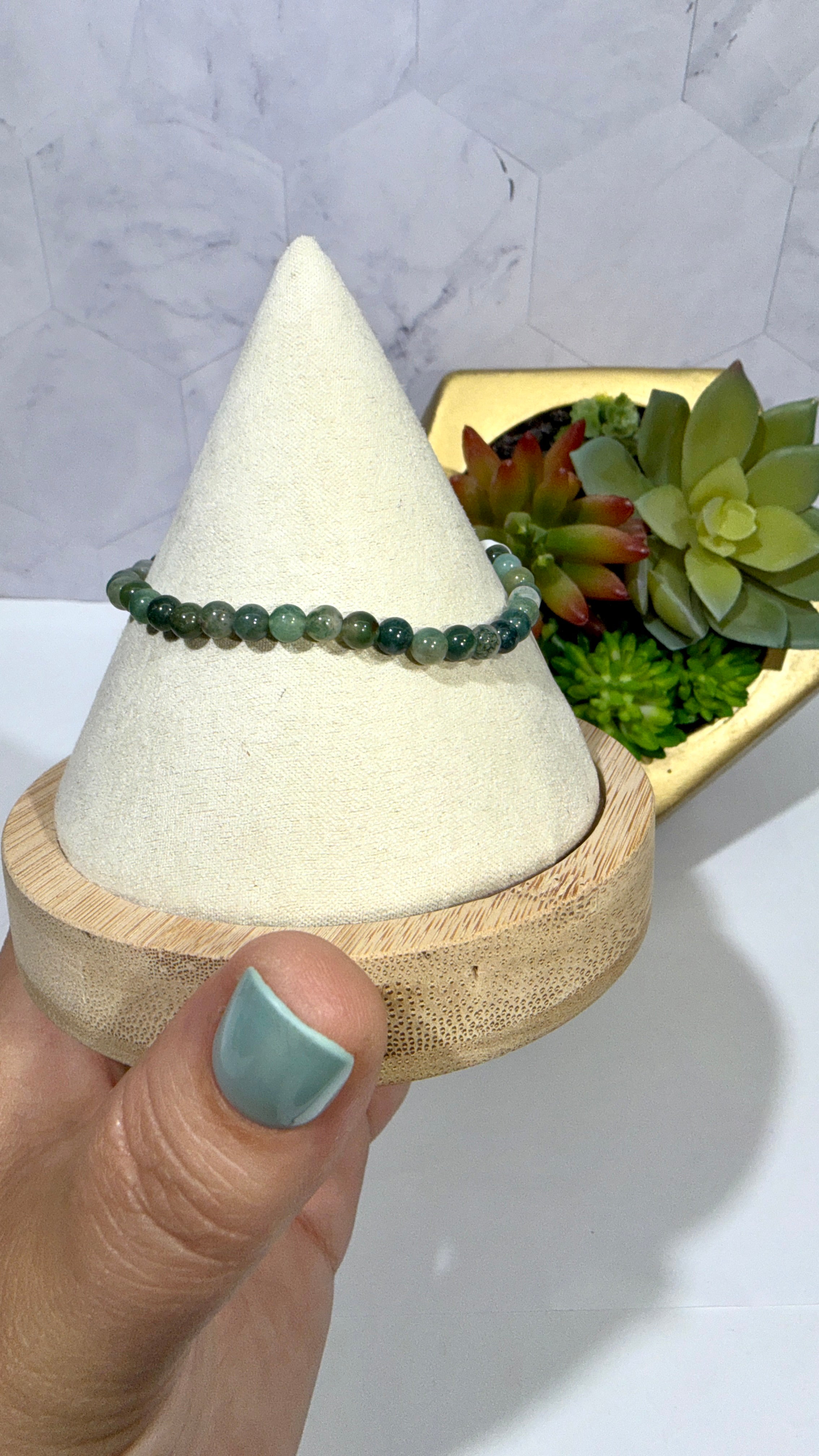 4mm Moss Agate Bracelet
