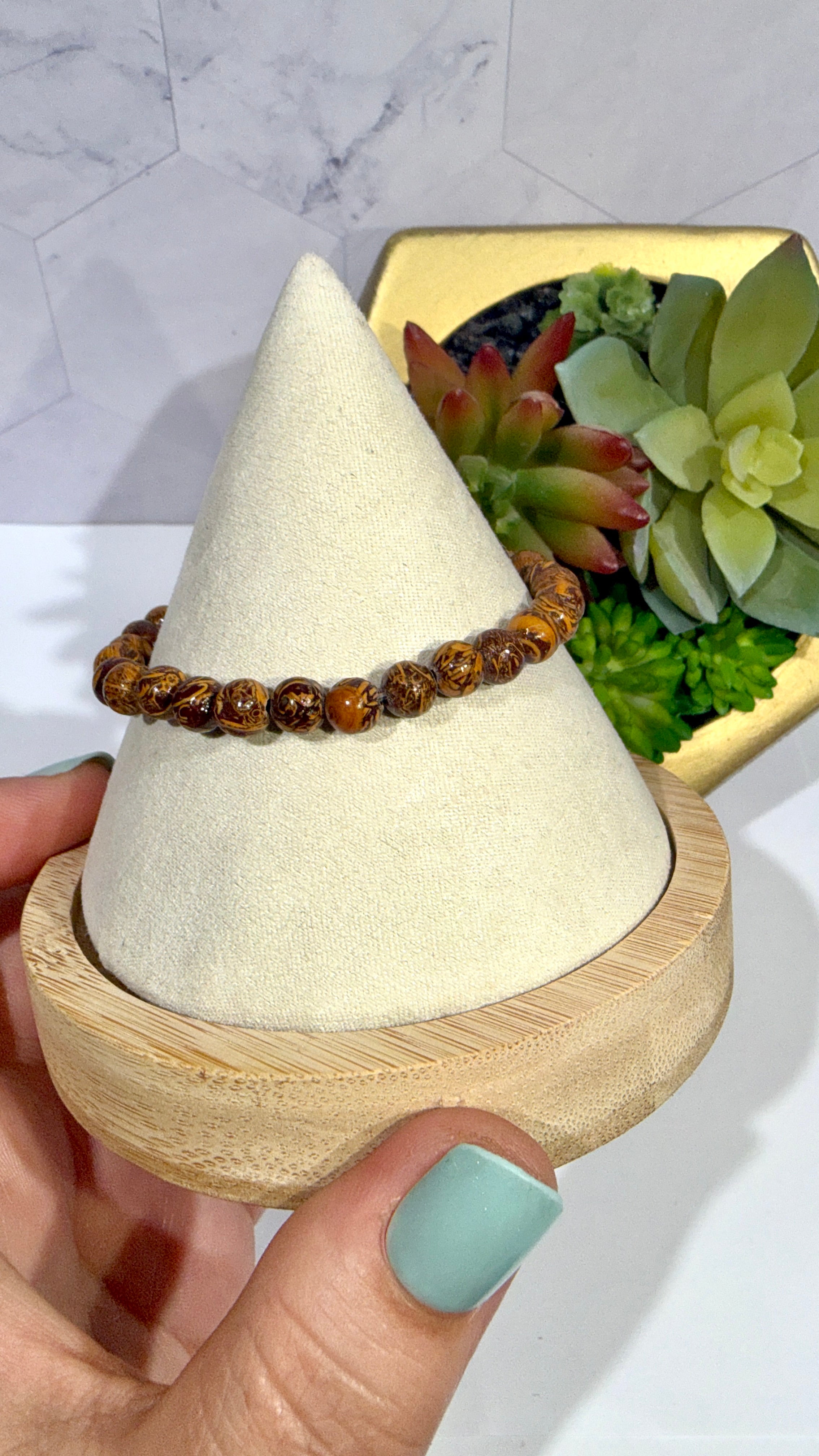 6mm Calligraphy Stone Bracelet