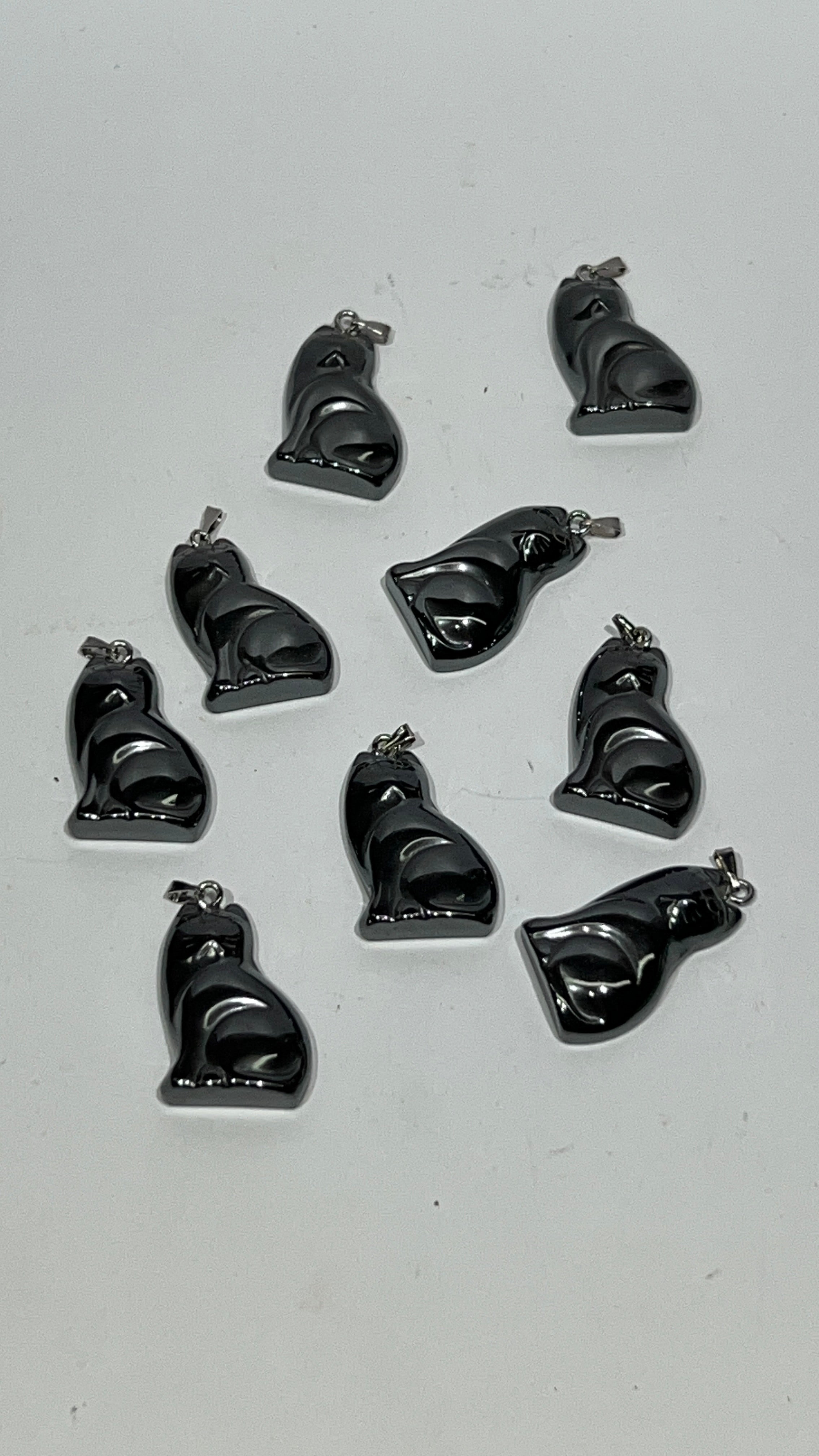 Hematite Cat Pendant