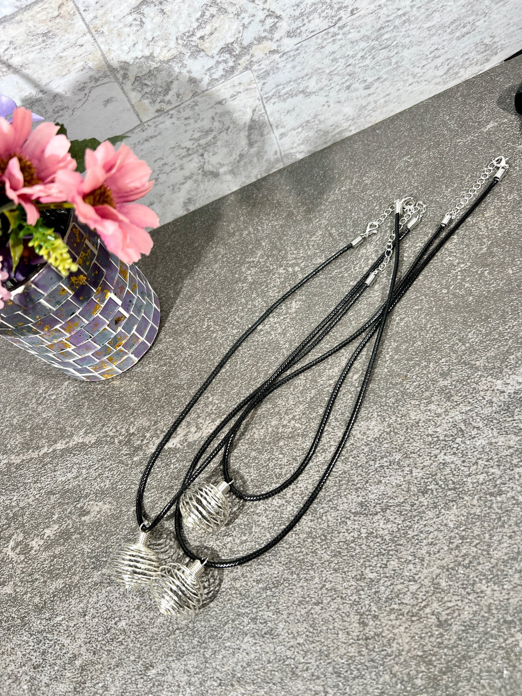 Spiral Crystal Cage Necklace | *Tumbles Not Included