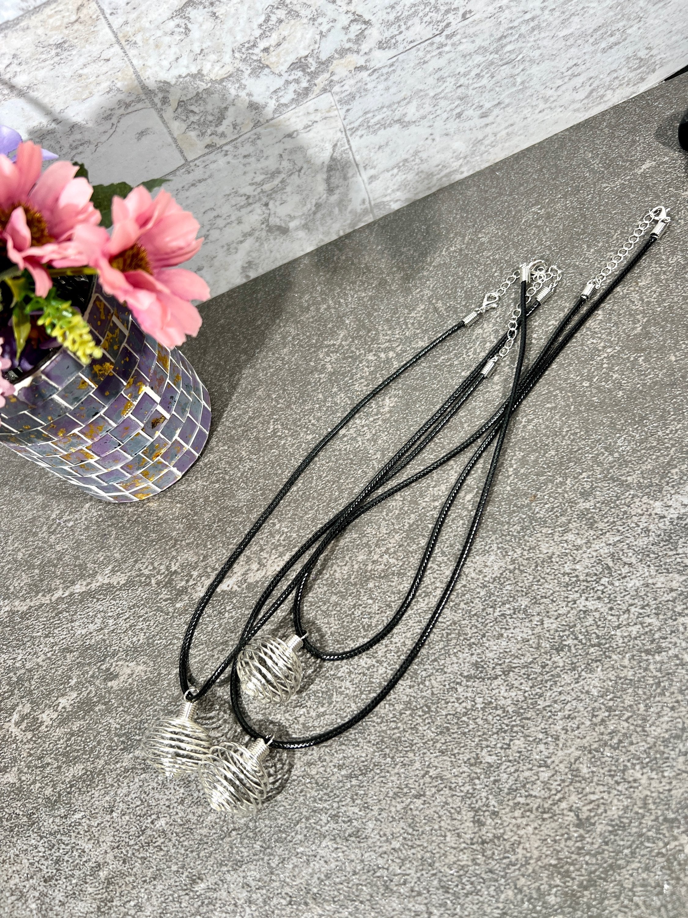 Spiral Crystal Cage Necklace | *Tumbles Not Included