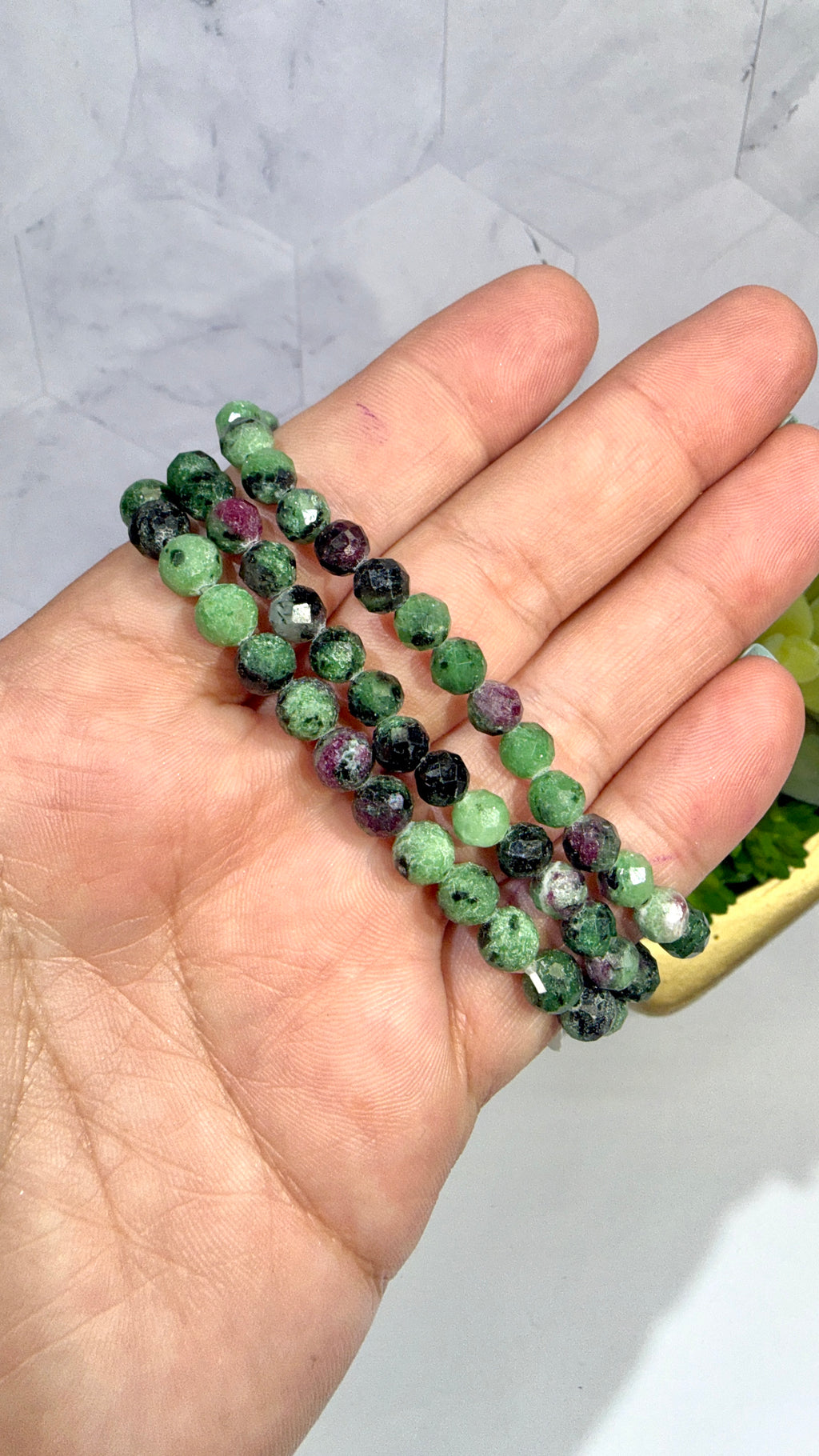6mm Faceted Ruby Zoisite Bracelet