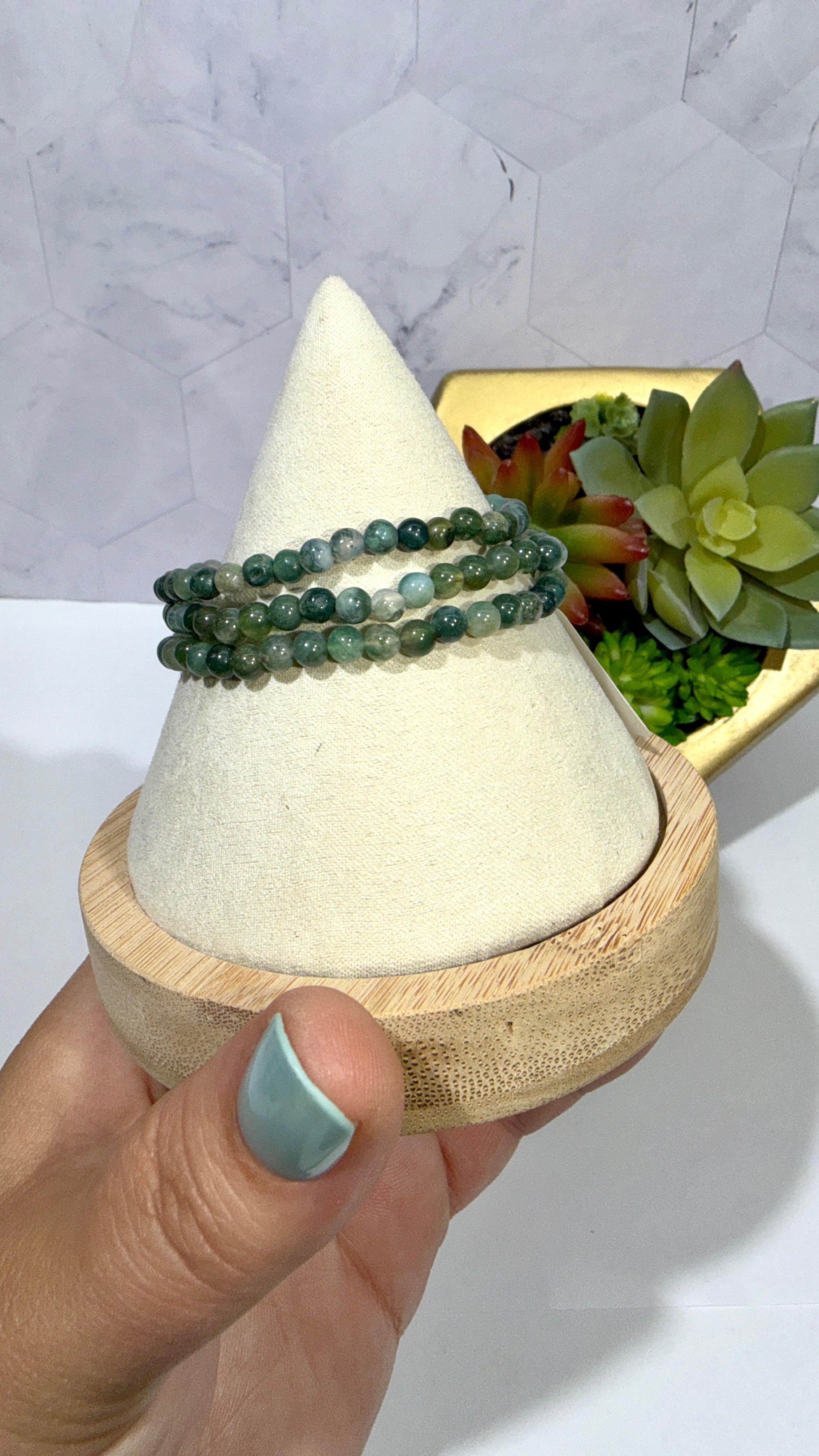 4mm Moss Agate Bracelet