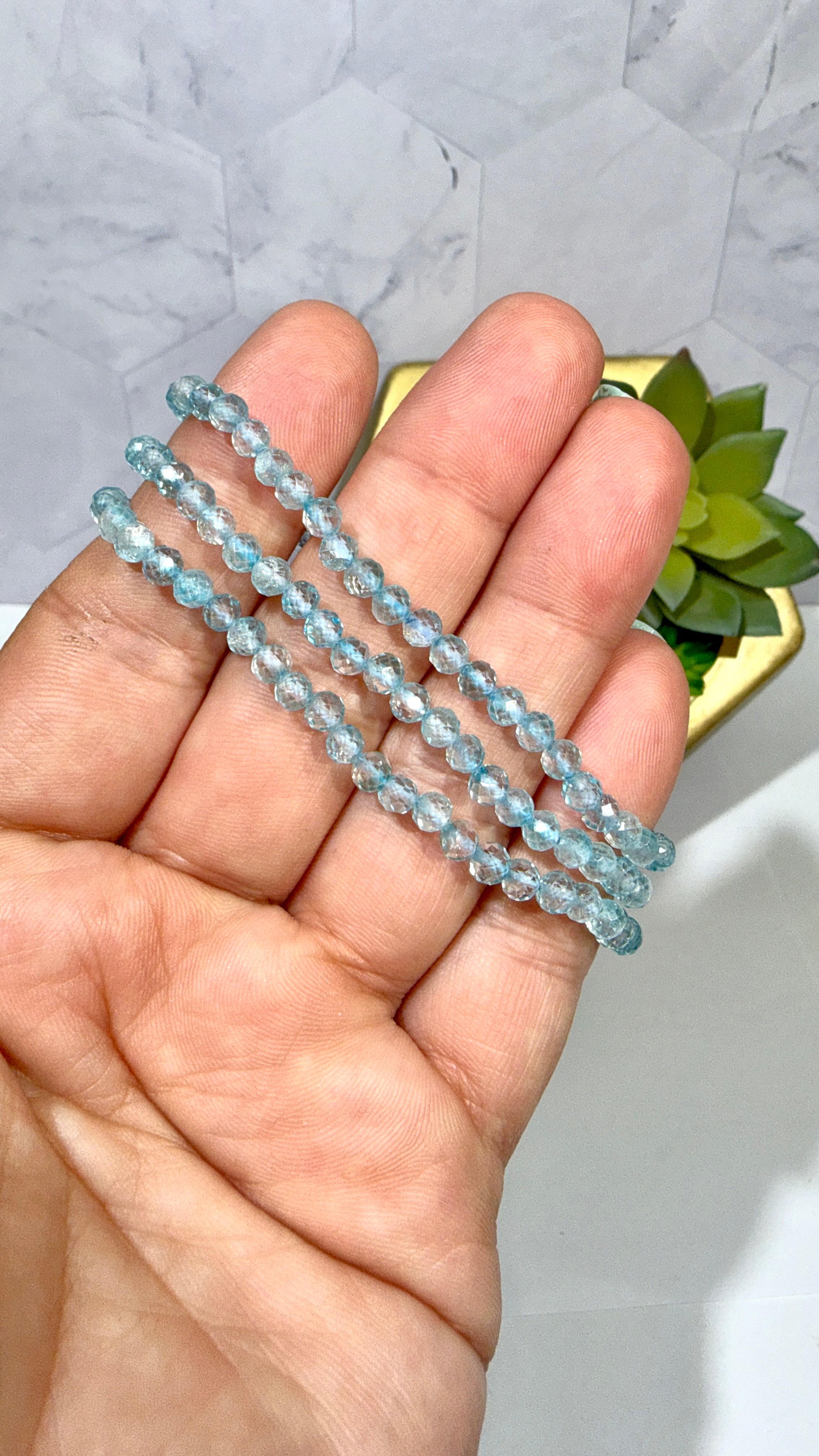 4mm Faceted Blue Topaz Bracelet