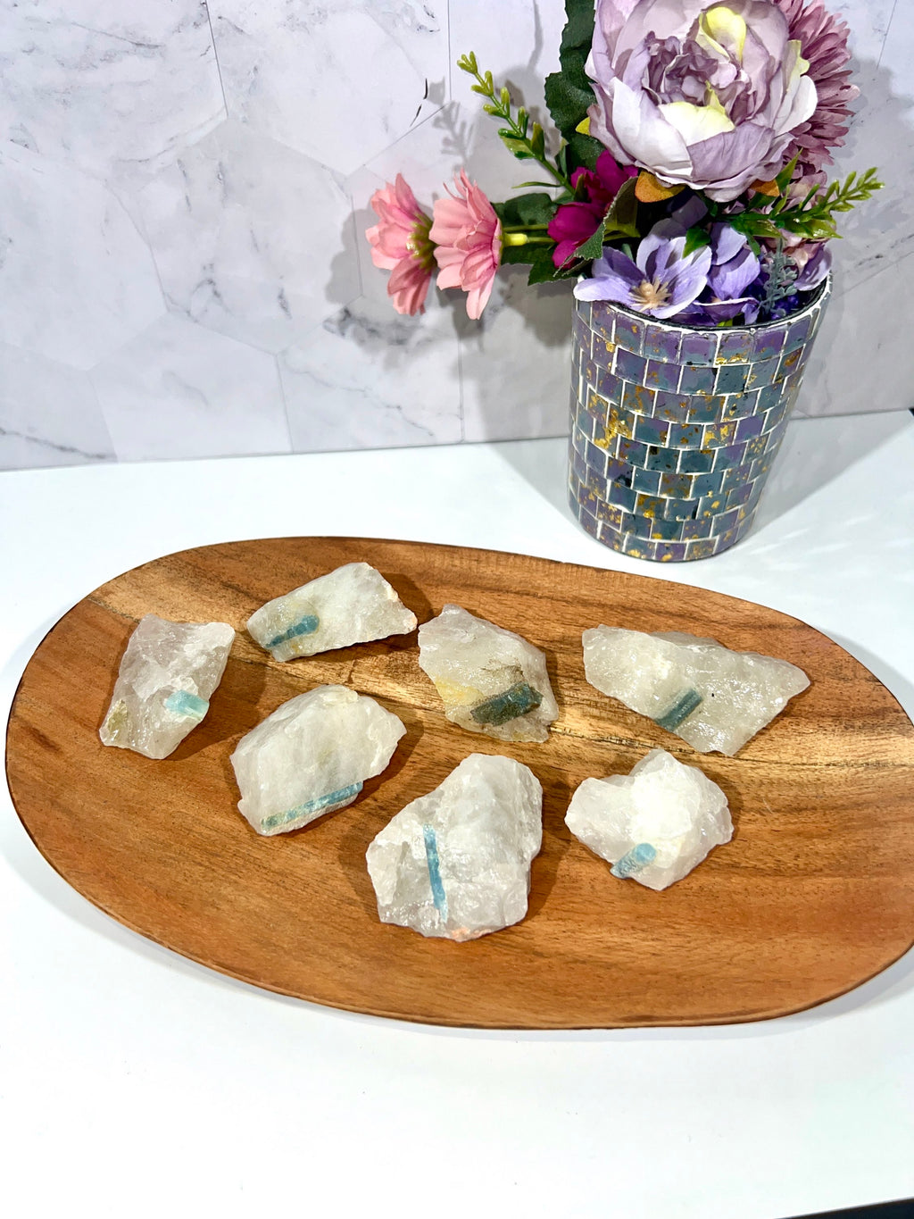 Aquamarine in Quartz