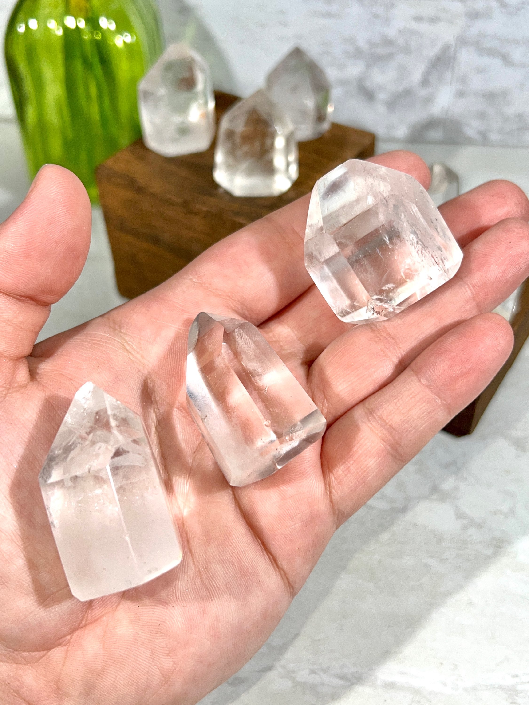 Clear Quartz Mini Towers | Quartz Polished Cut Base Points