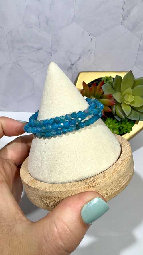 4mm Faceted Blue Apatite Bracelet