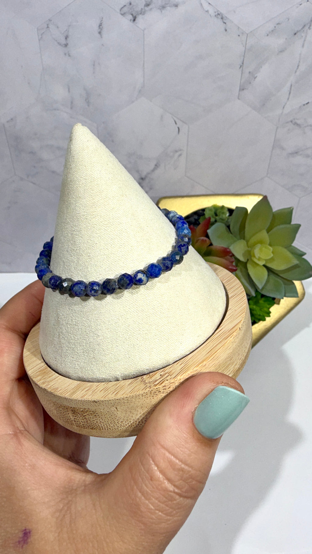 5mm Faceted Lapis Lazuli Bracelet