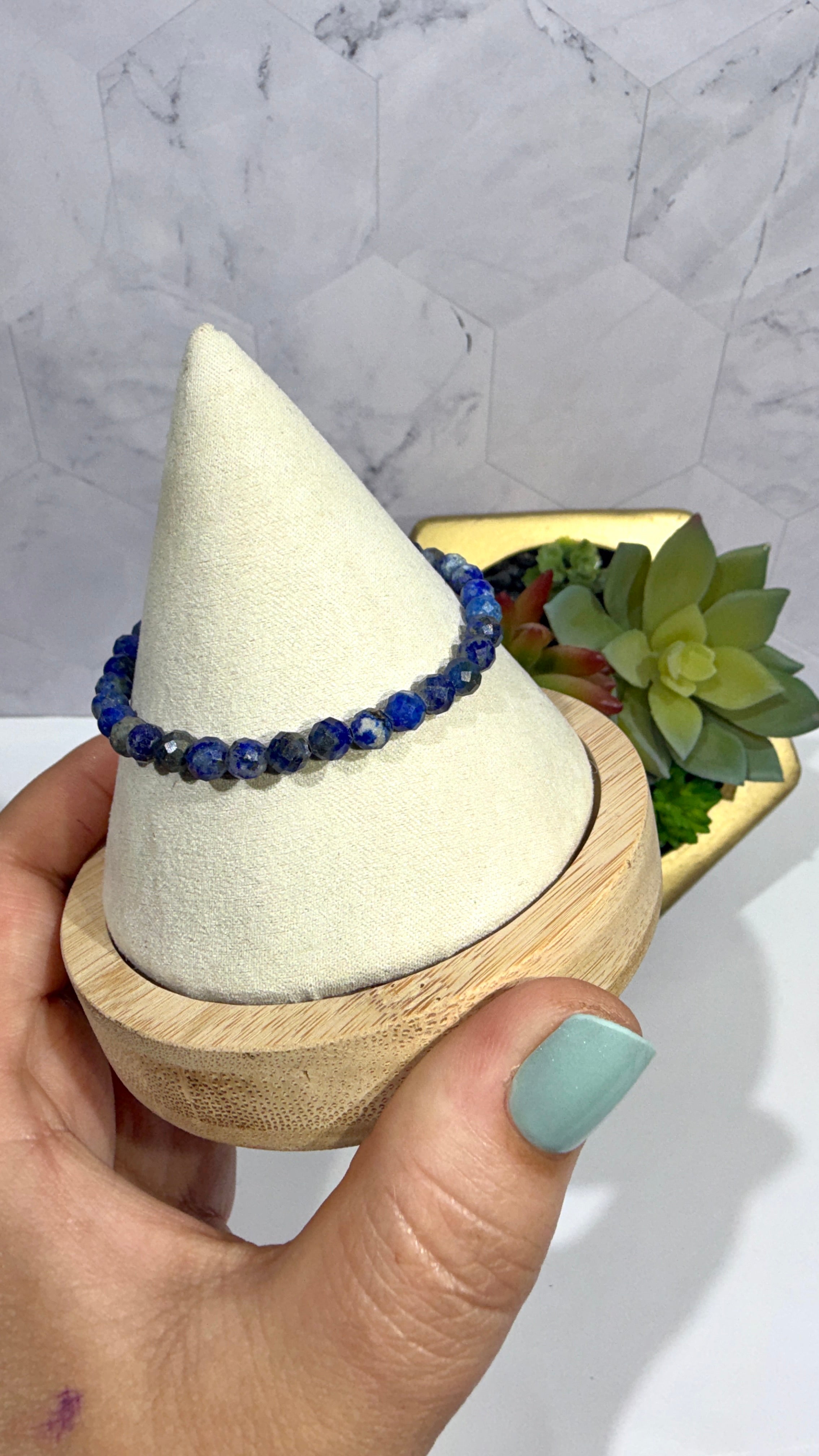 5mm Faceted Lapis Lazuli Bracelet