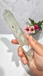 Inner Mongolian Quartz Wand with Rosette Calcite