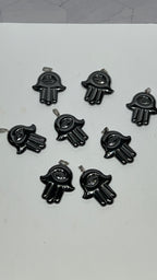 Hematite Hamsa Pendant