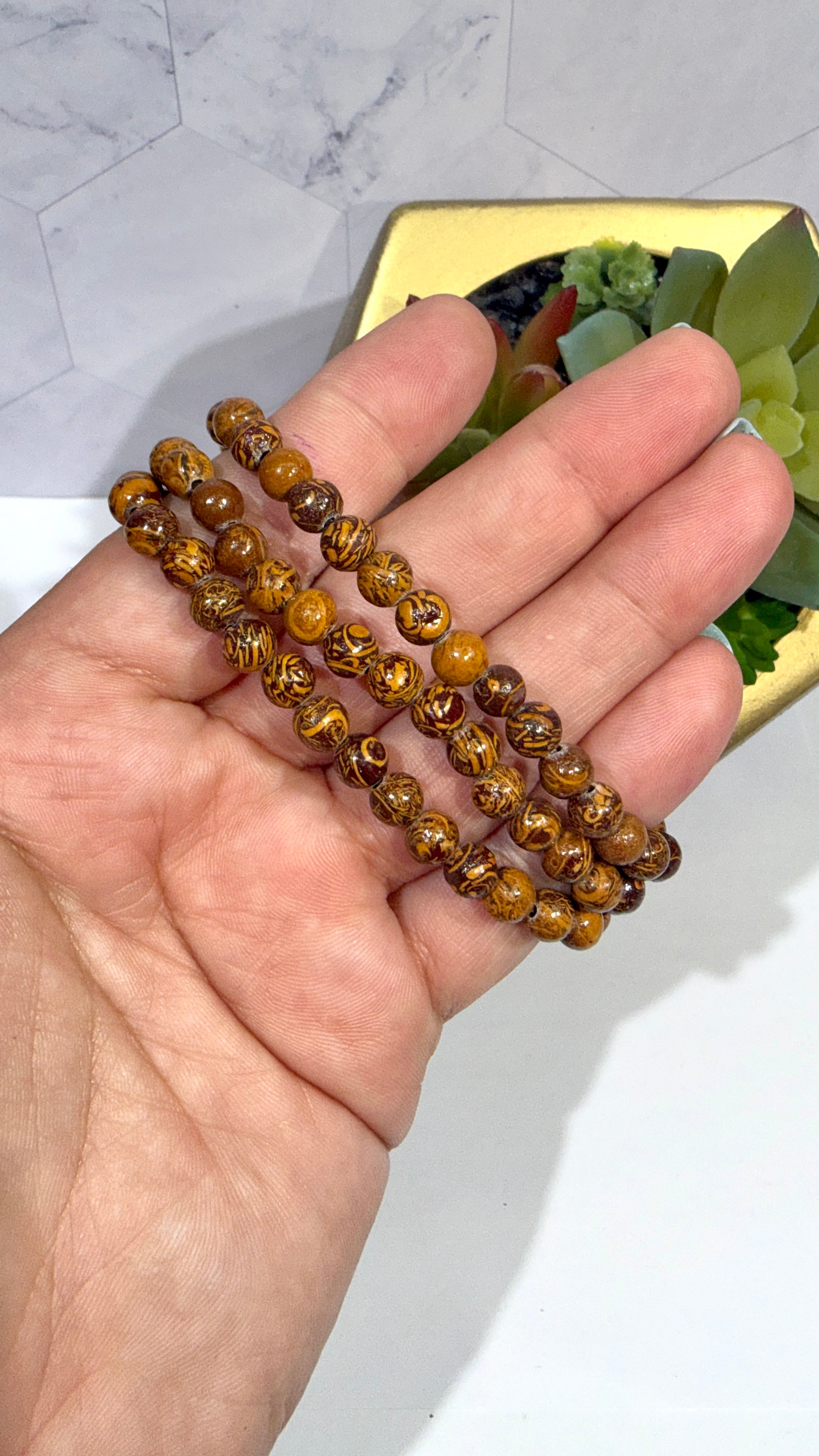 6mm Calligraphy Stone Bracelet