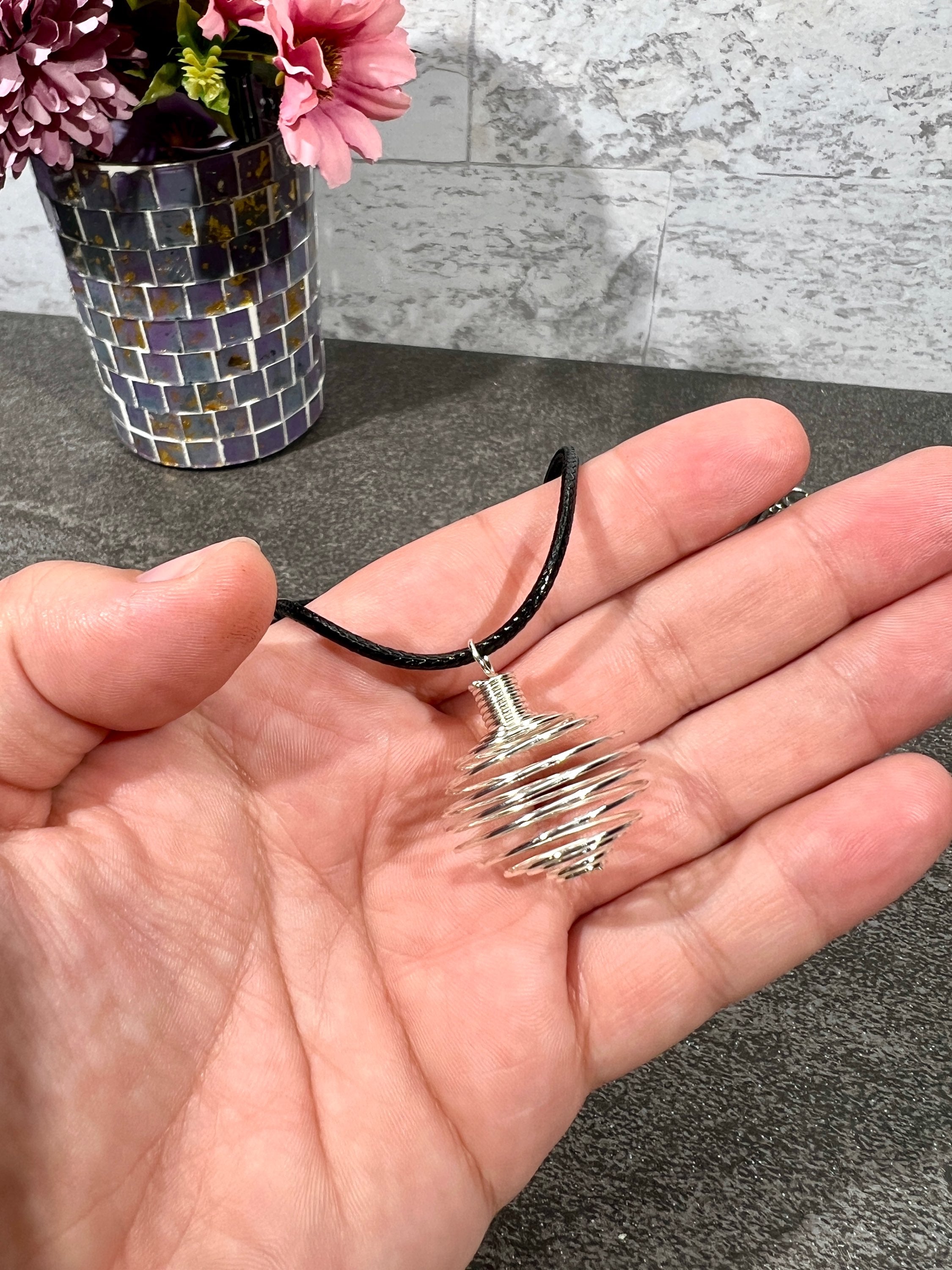 Spiral Crystal Cage Necklace | *Tumbles Not Included