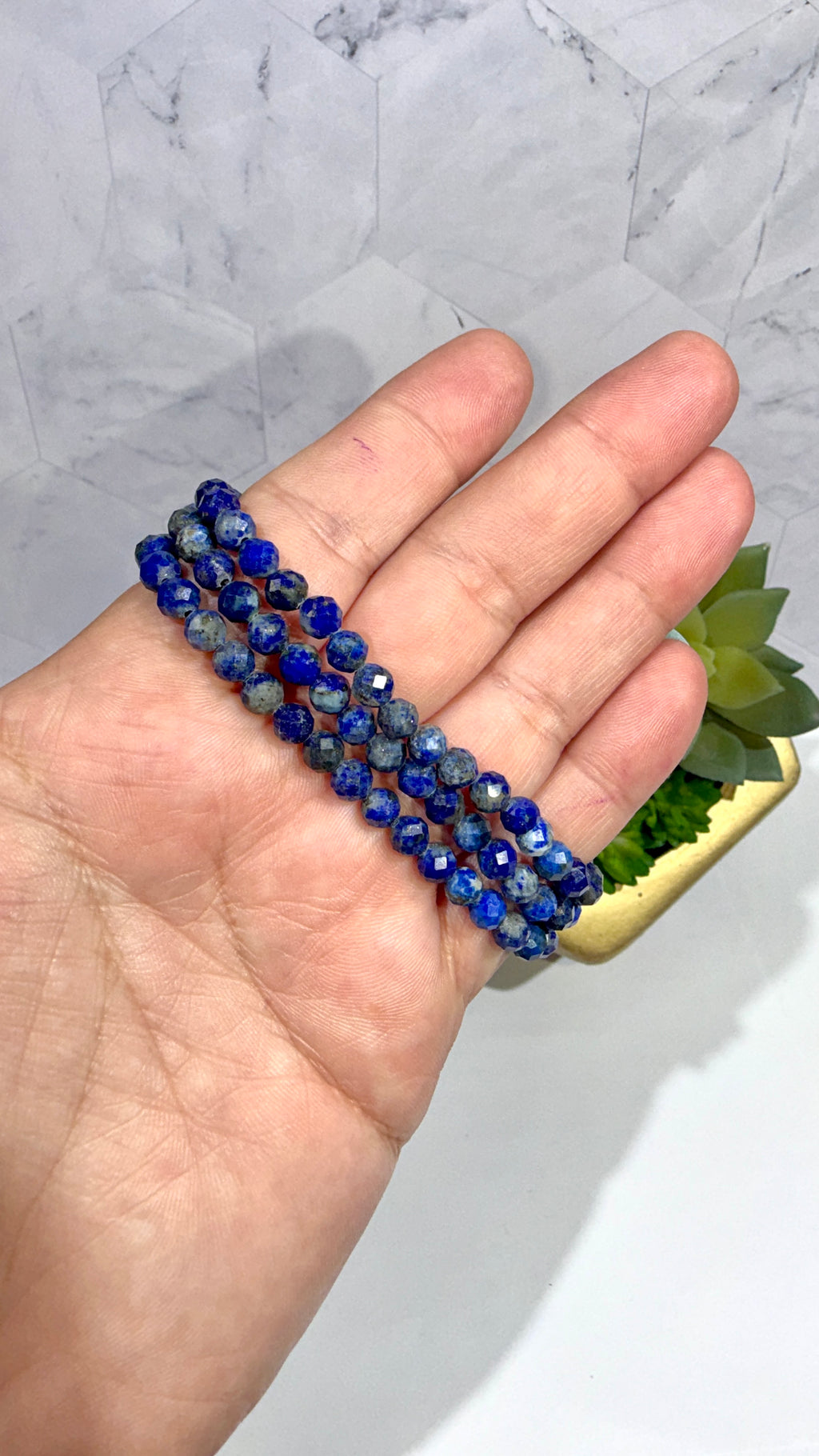5mm Faceted Lapis Lazuli Bracelet