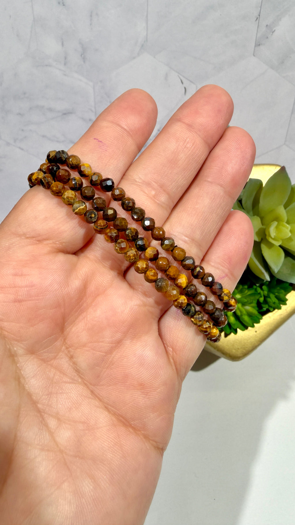 4mm Faceted Tiger's Eye Bracelet