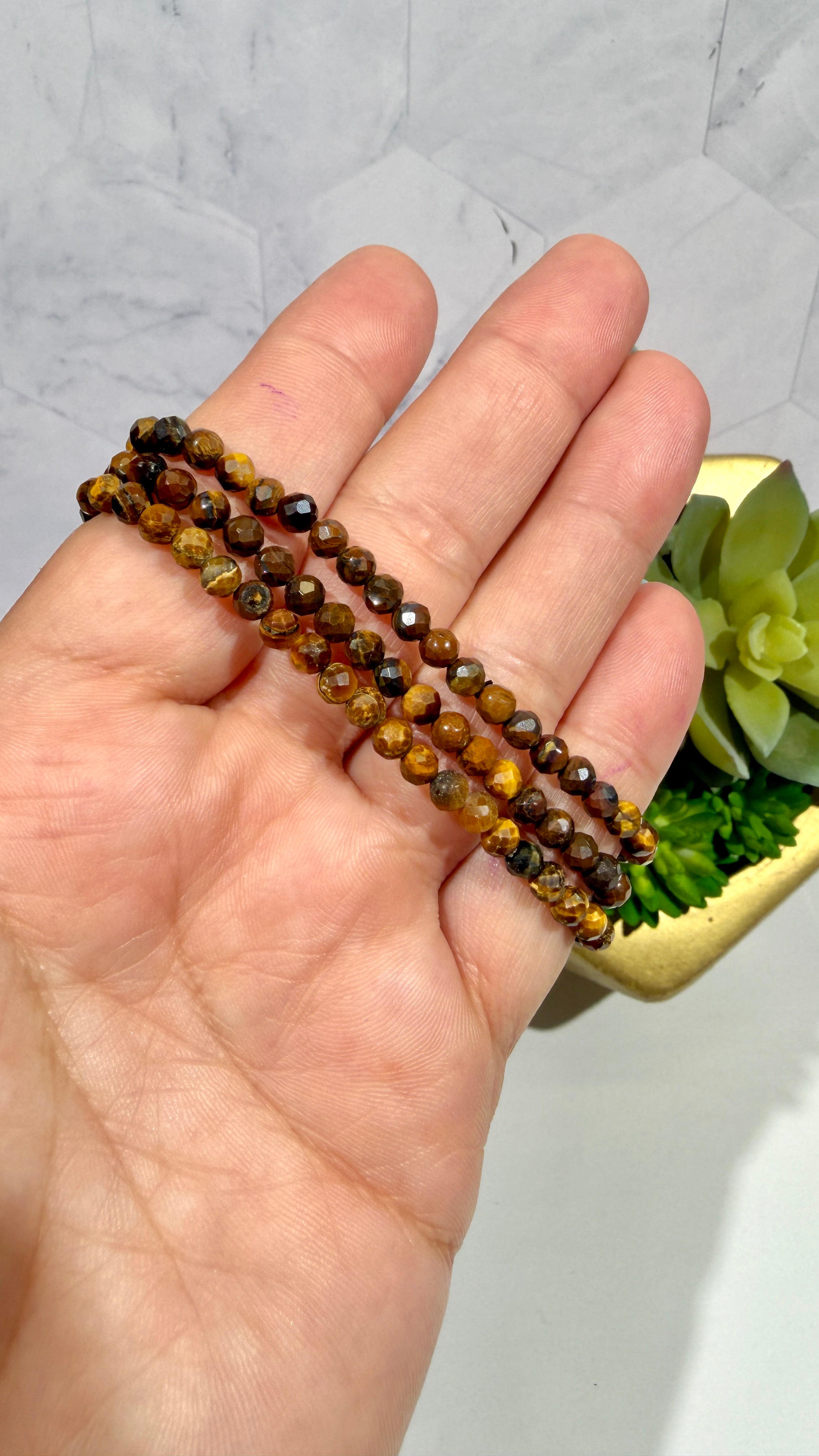 4mm Faceted Tiger's Eye Bracelet