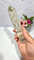 Inner Mongolian Quartz Wand with Rosette Calcite