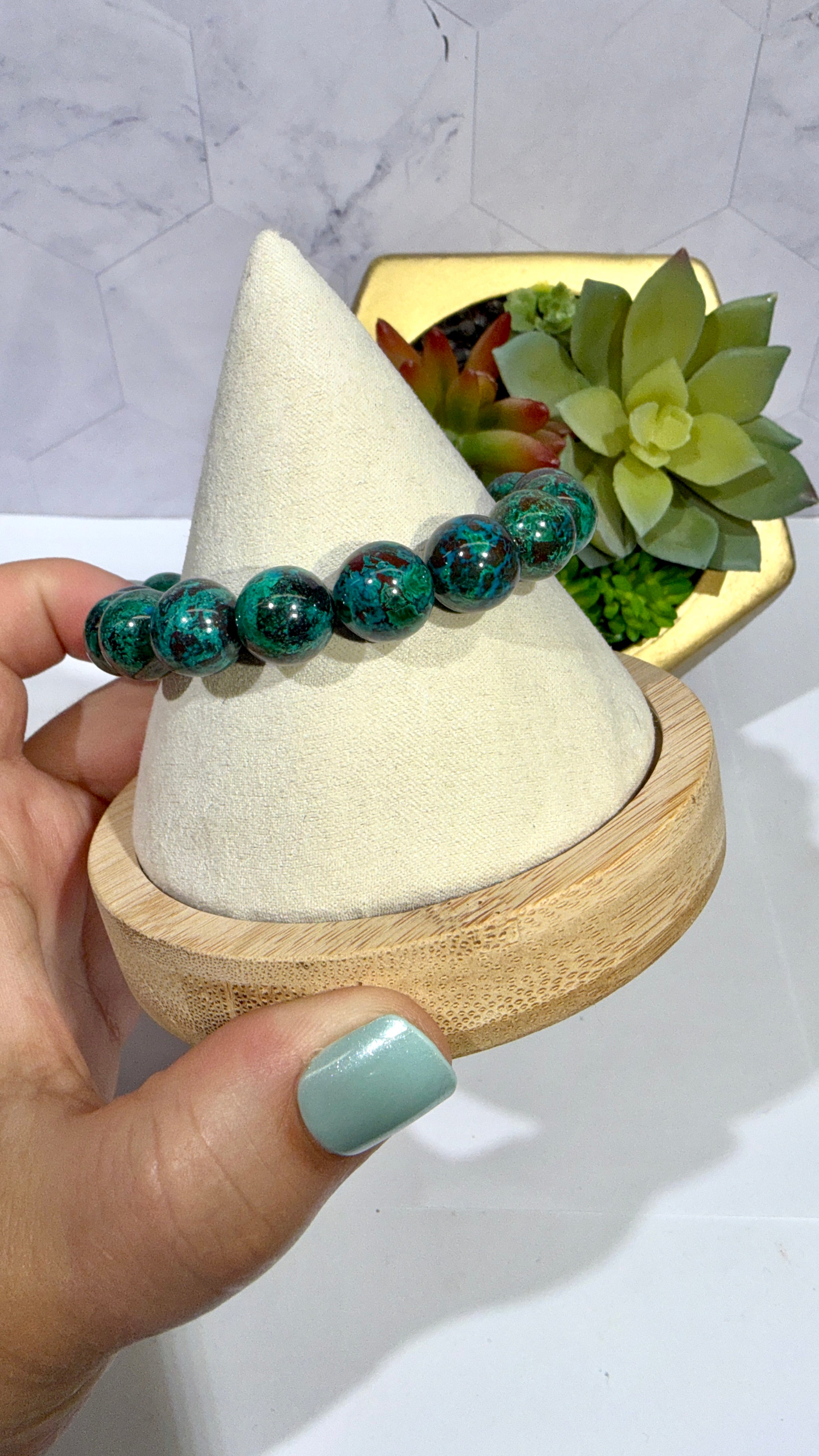 11-12mm Chrysocolla Bracelet