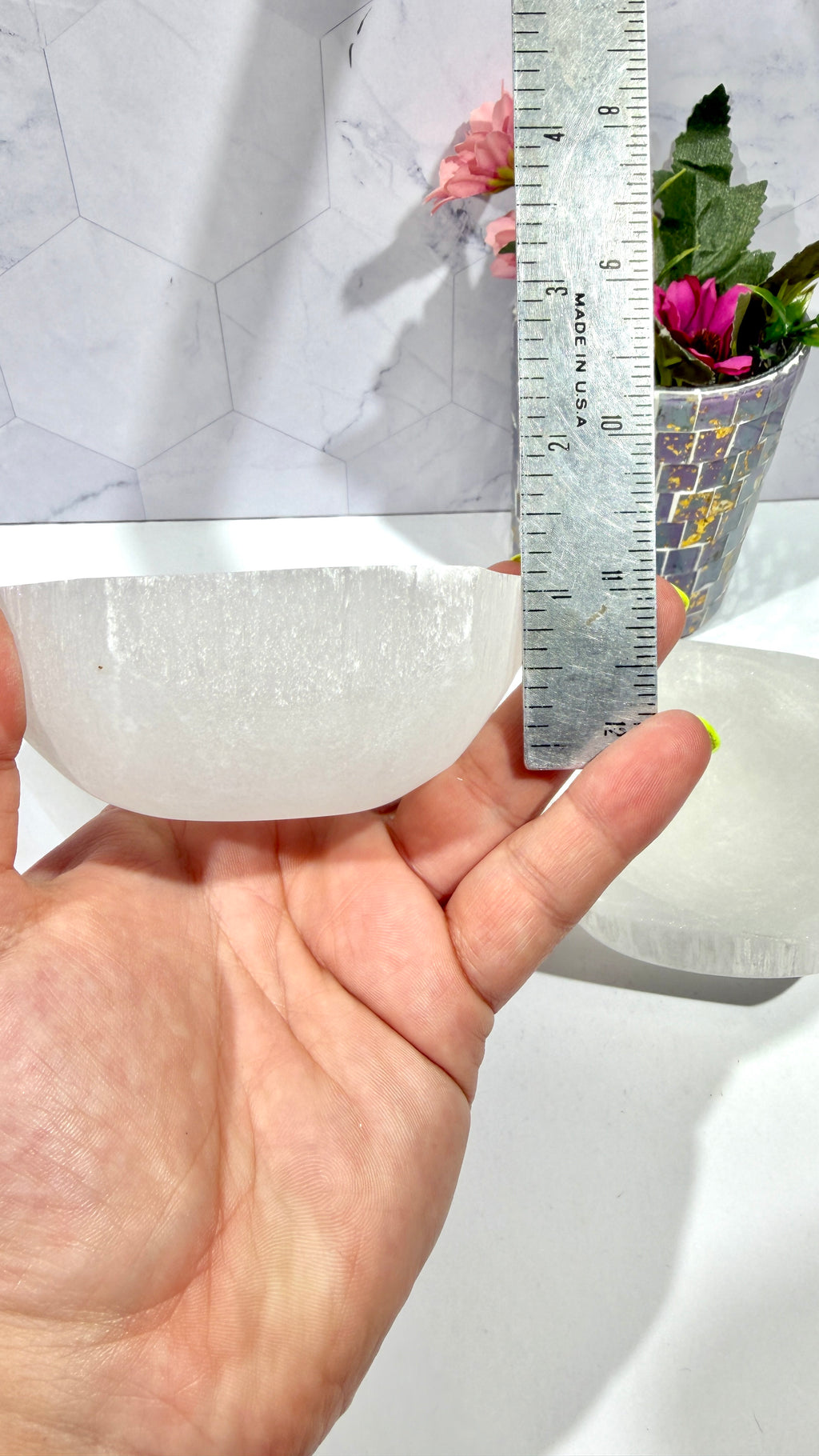 Selenite Hexagon Bowl 3.5 Inches