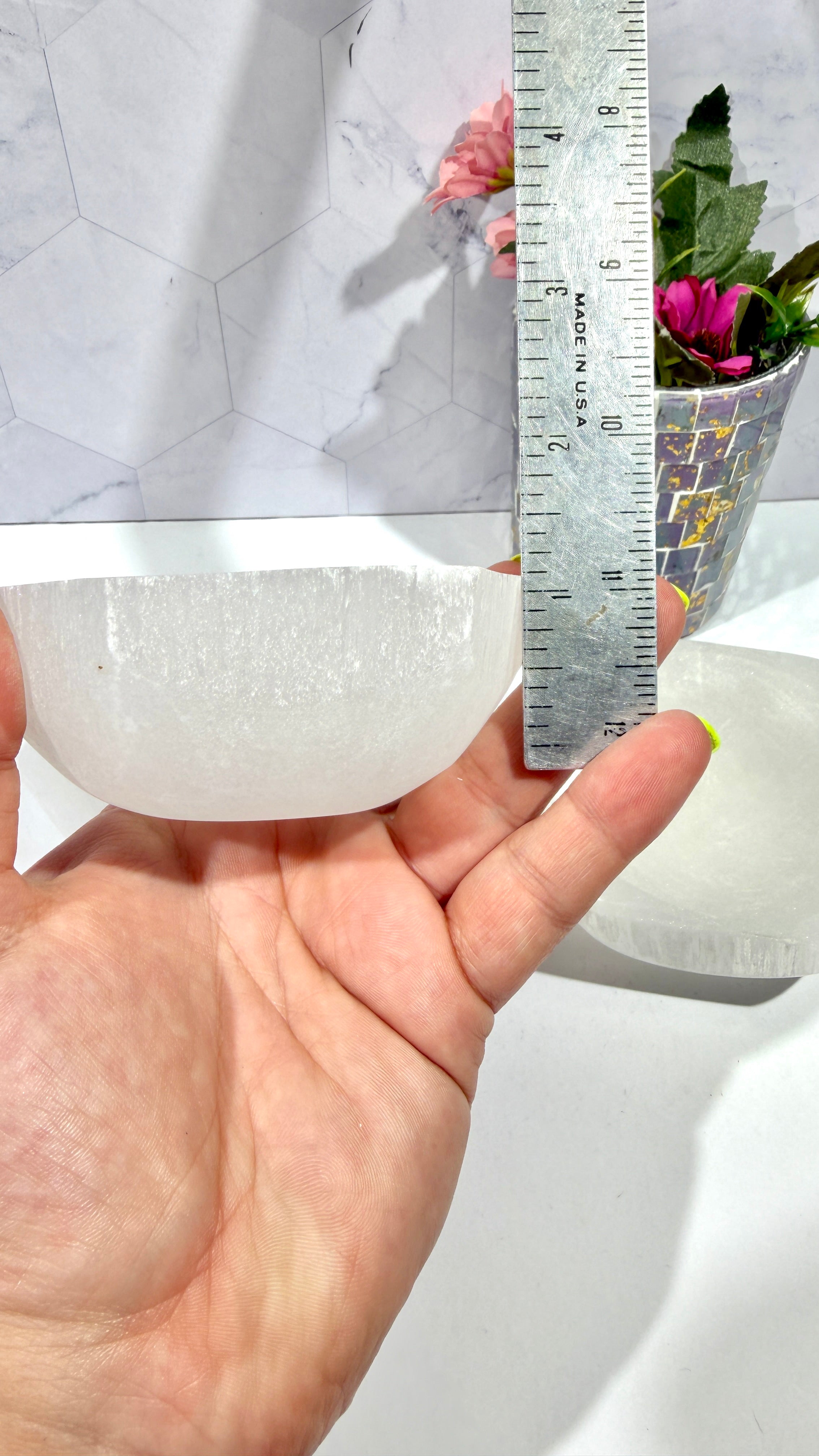Selenite Hexagon Bowl 3.5 Inches