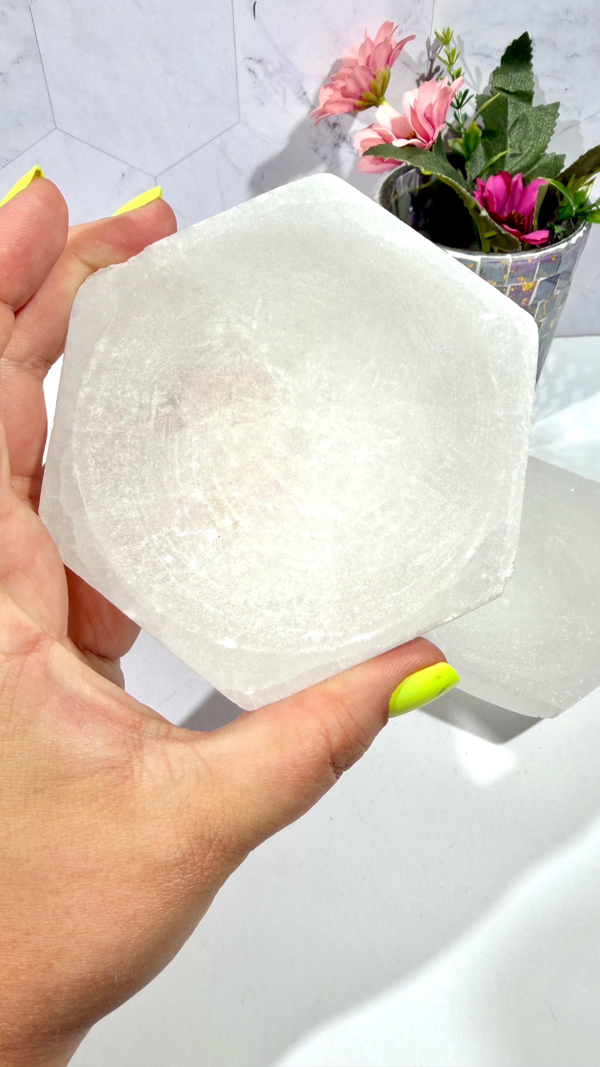 Selenite Hexagon Bowl 3.5 Inches