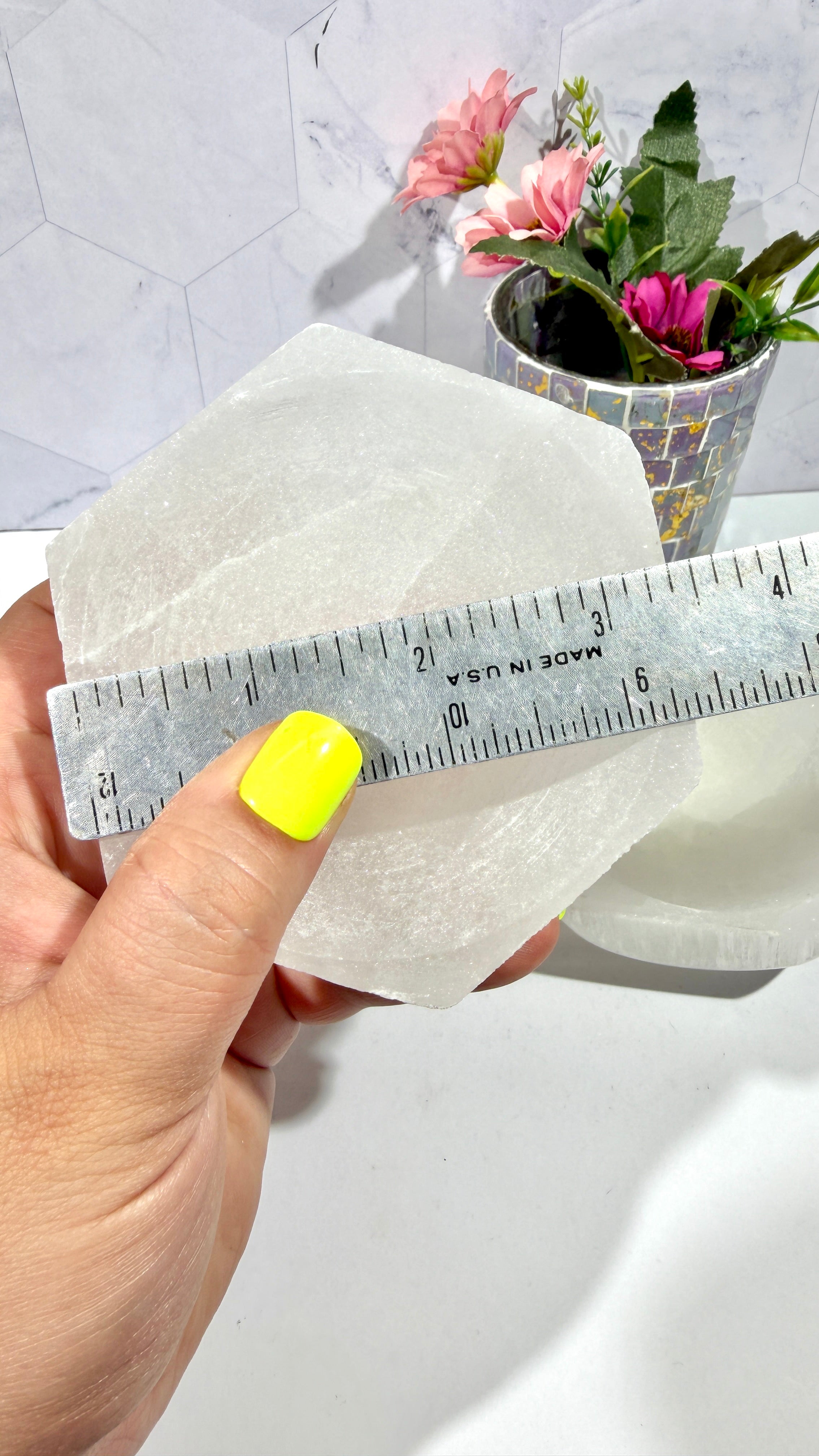 Selenite Hexagon Bowl 3.5 Inches
