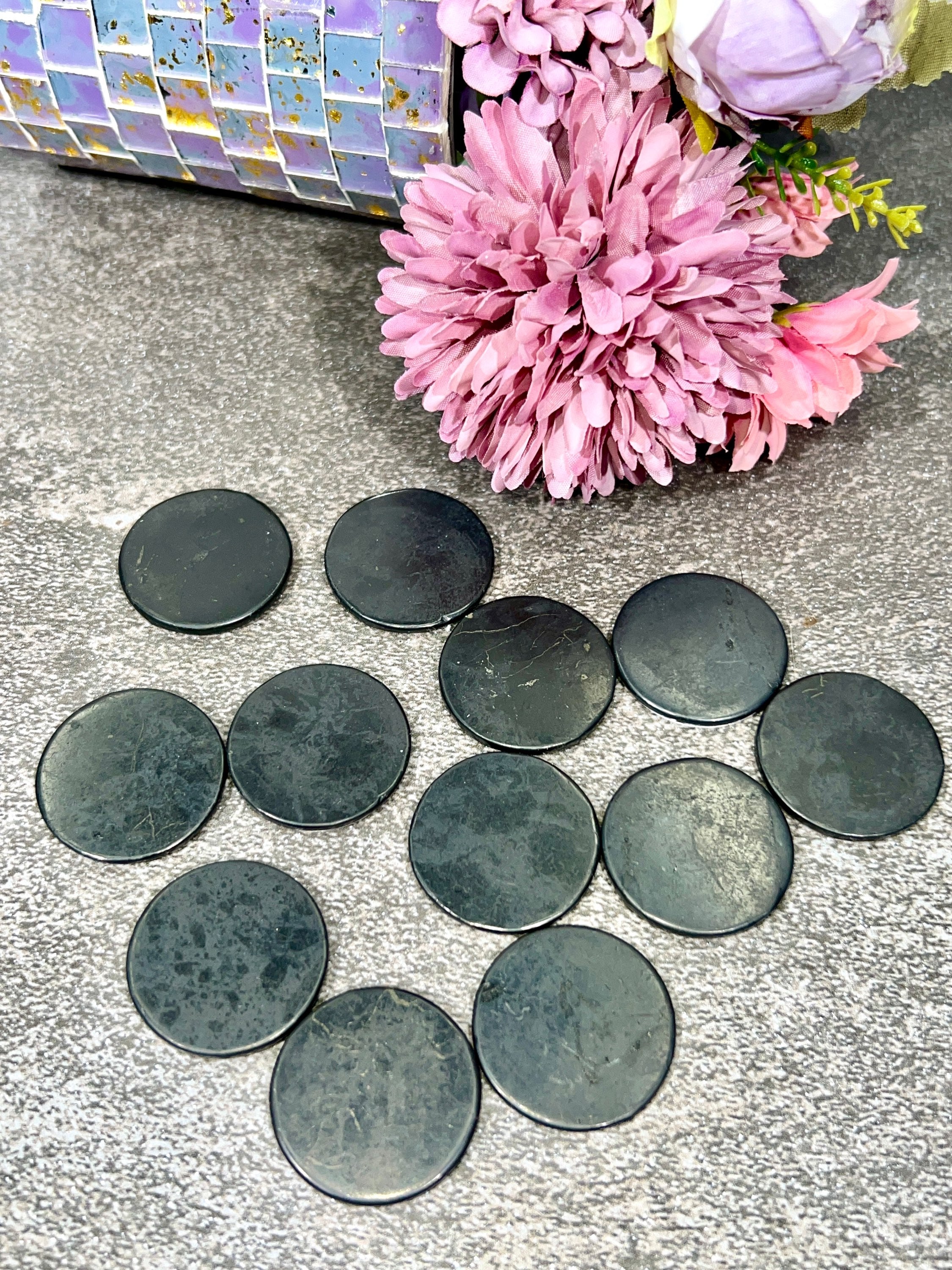 Shungite Round Cellphone Sticker | Crystals to Block EMFs