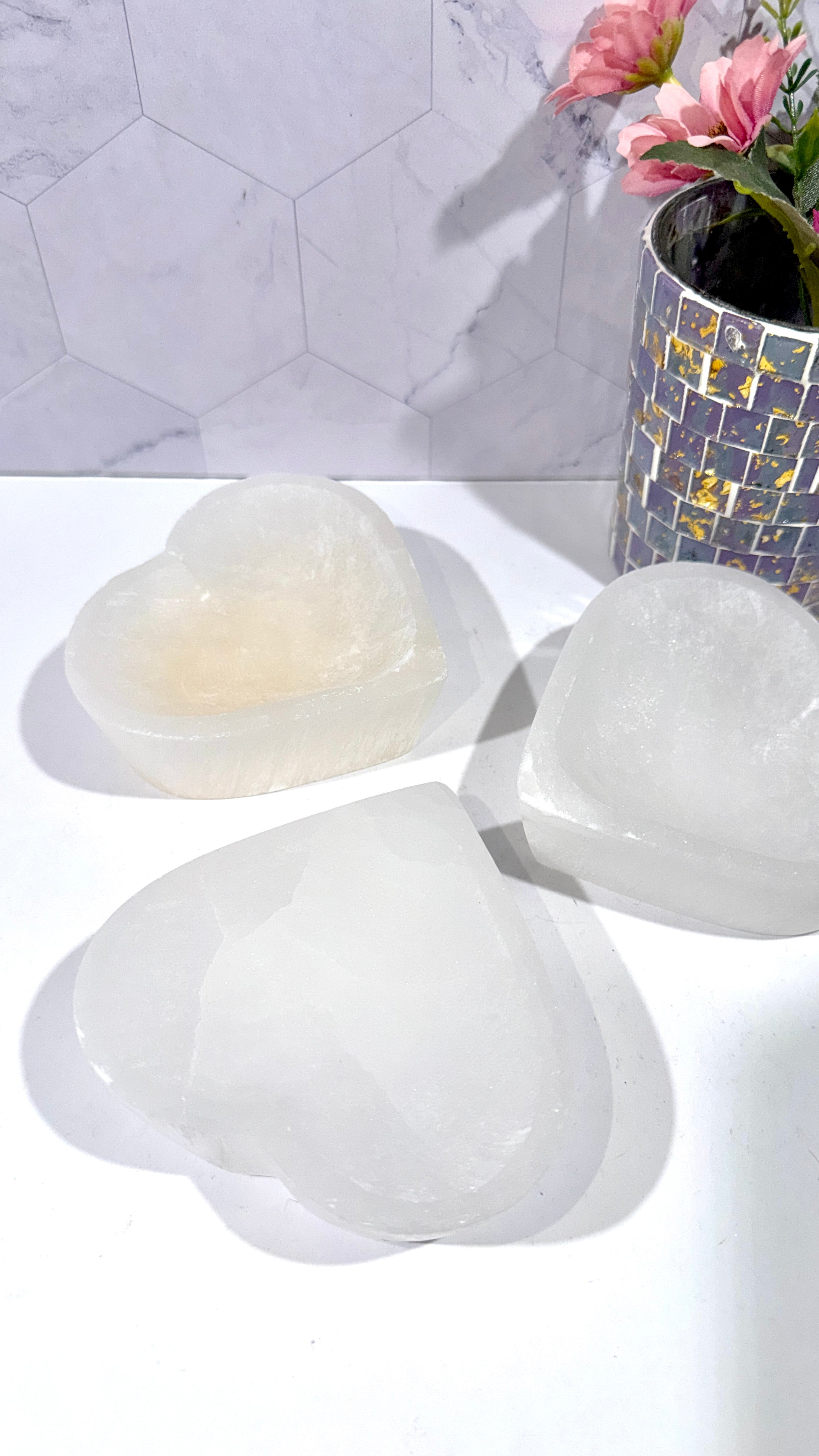 Selenite Heart Bowl 3.5 Inches