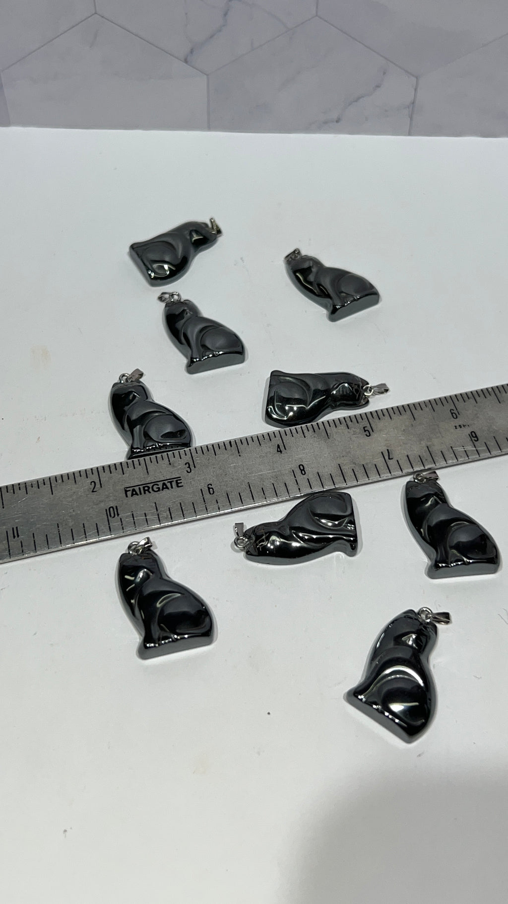 Hematite Cat Pendant