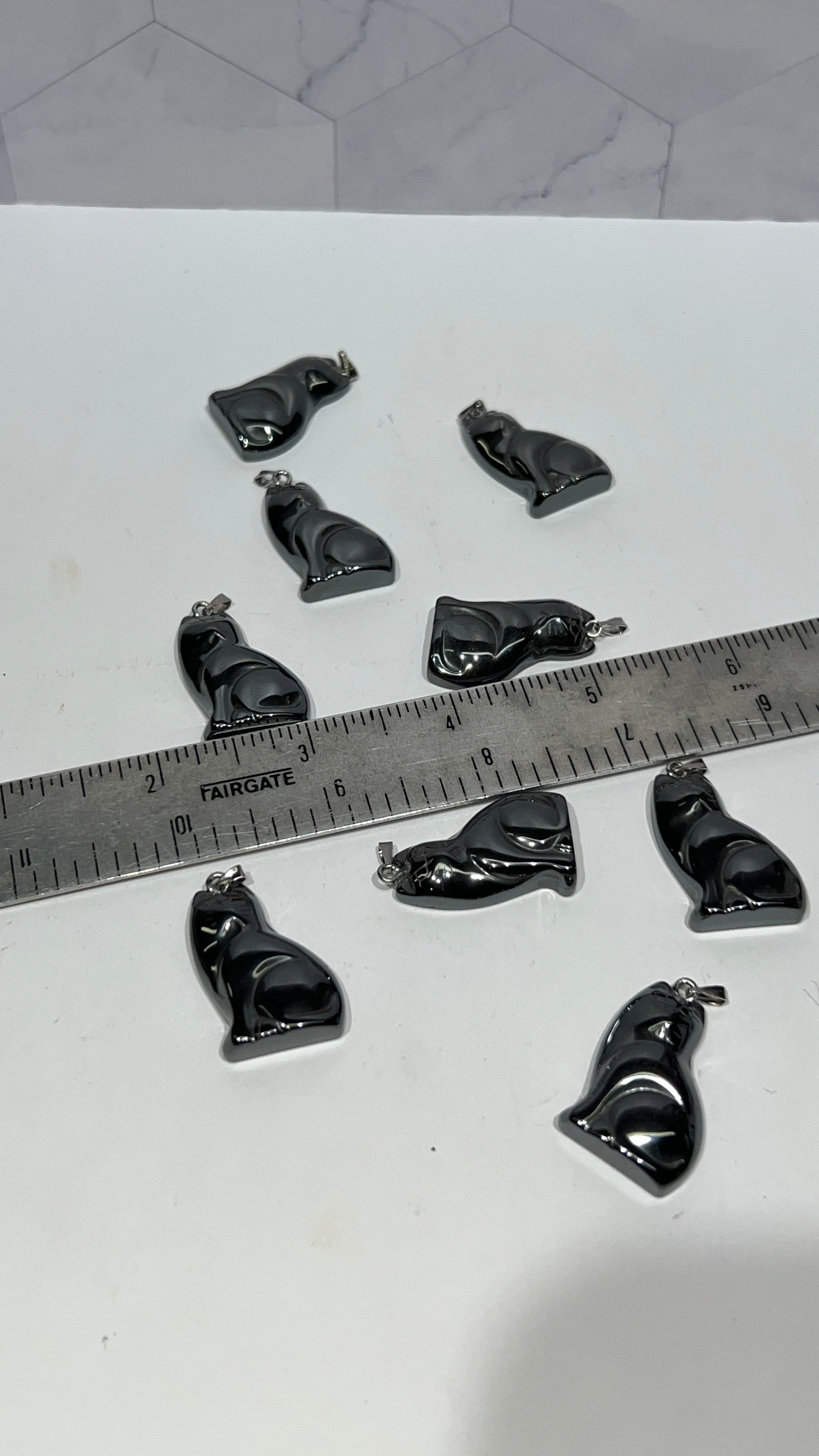 Hematite Cat Pendant