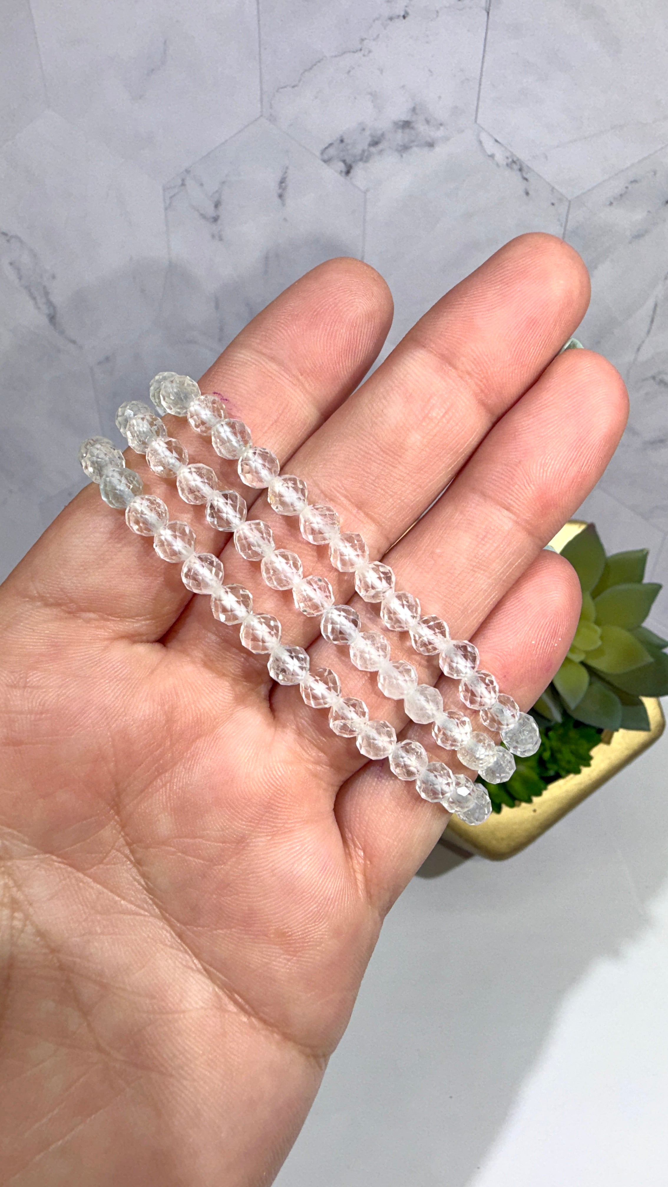 5mm Faceted White Topaz Bracelet