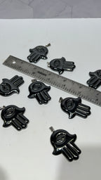 Hematite Hamsa Pendant