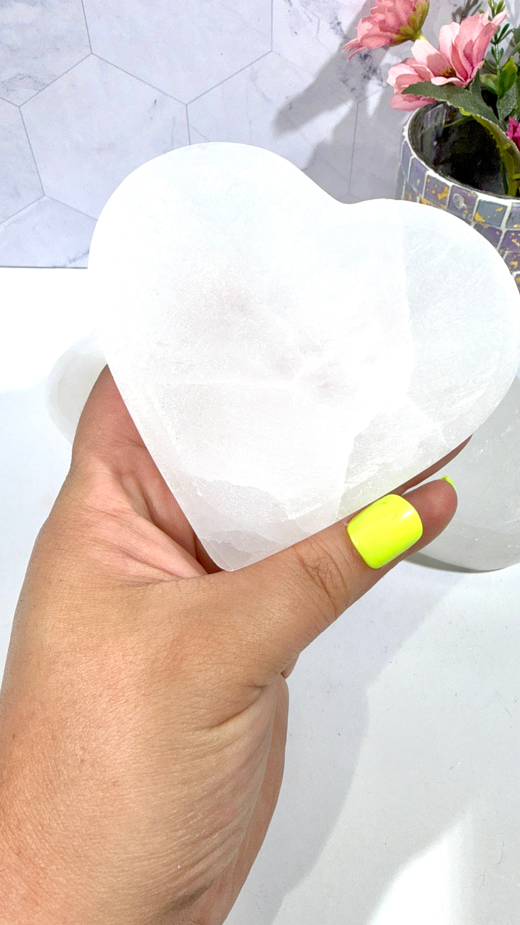Selenite Heart Bowl 3.5 Inches