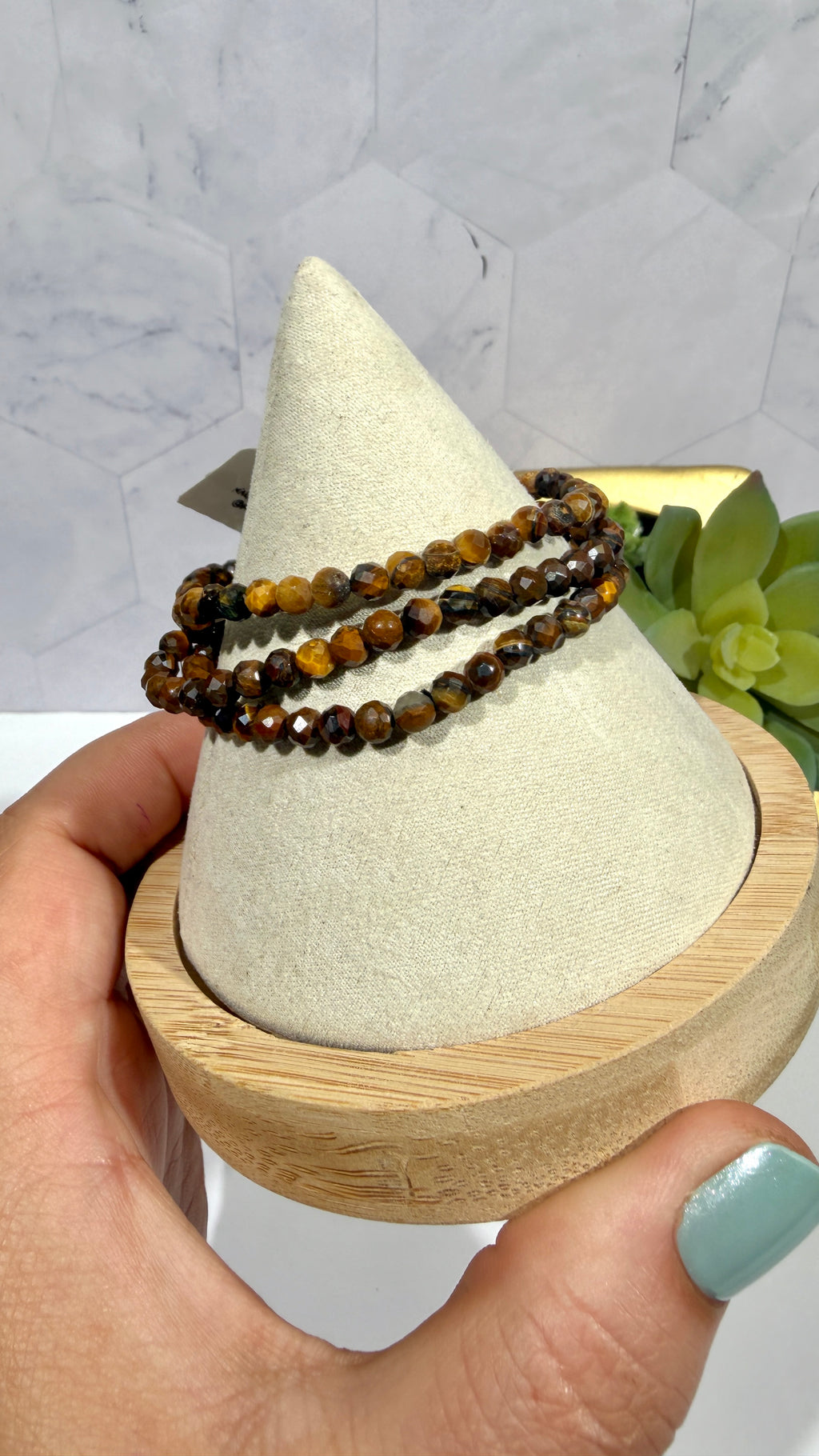 4mm Faceted Tiger's Eye Bracelet
